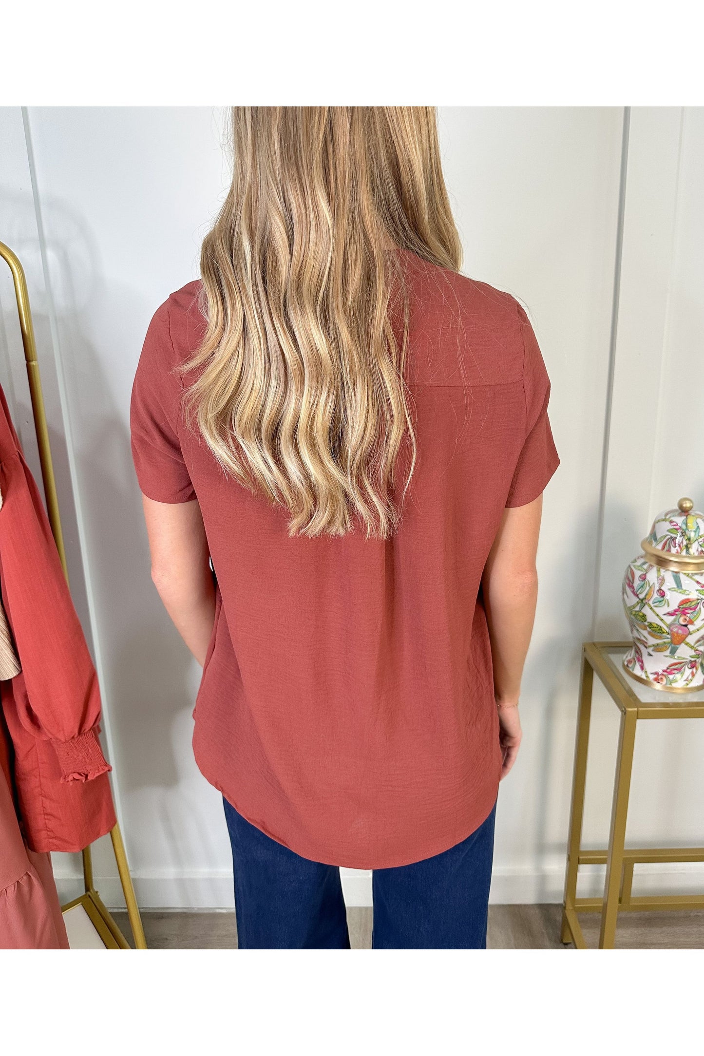 The Eliza Blouse: Red Brown