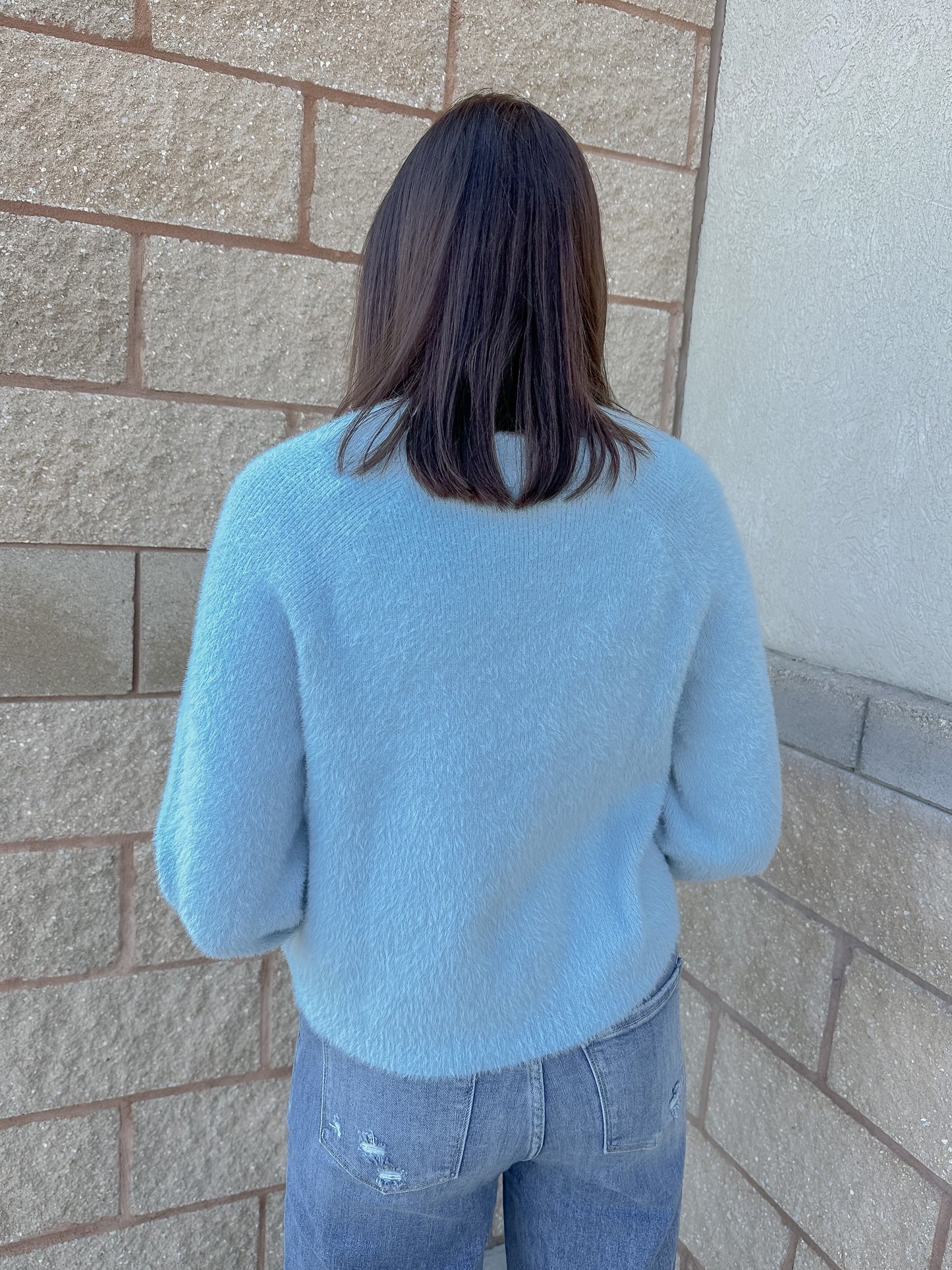 Feather Knit Mockneck Sweater Crystal Lake