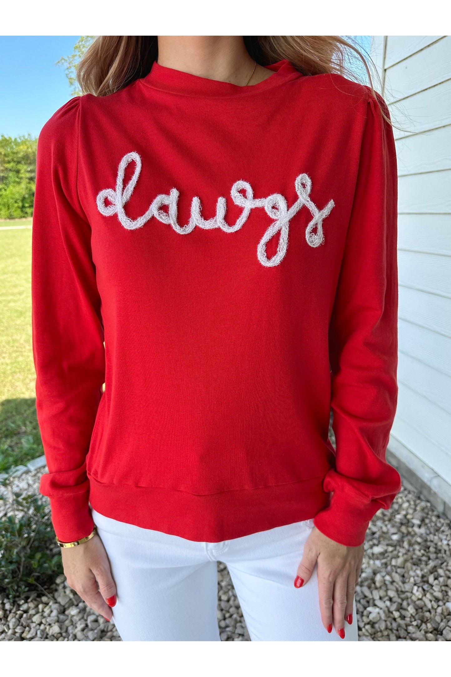 Dawgs Glitter Script Long Sleeve Top