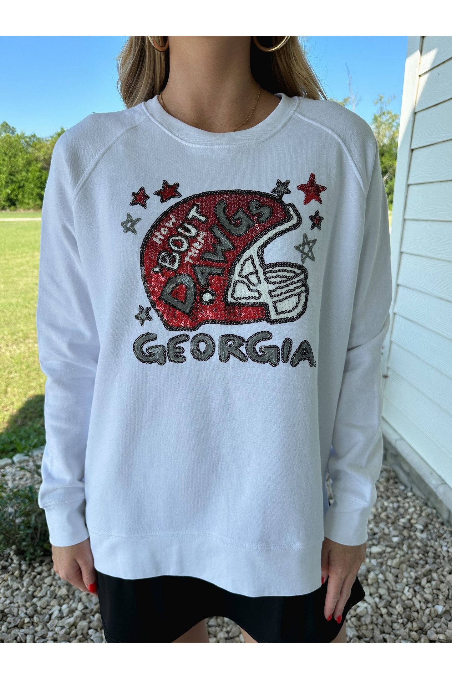 How Bout Them Dawgs Sequin Helmet Sweatshirt