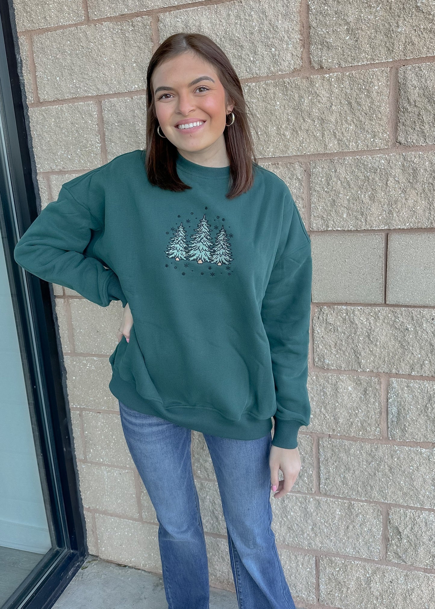 Christmas Tree Embroidered Sweatshirt