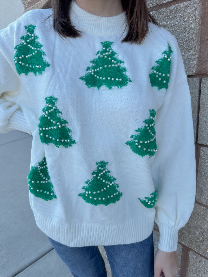 Pearls For Christmas Sweater