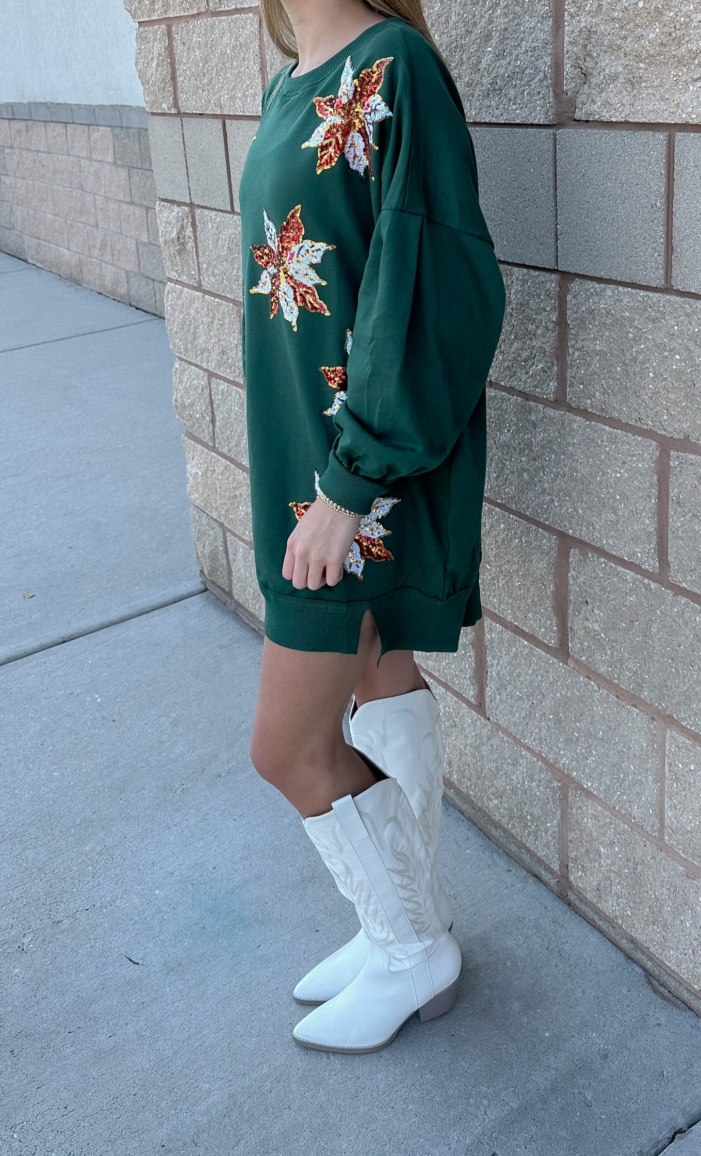 Poinsettia Sweatshirt Dress