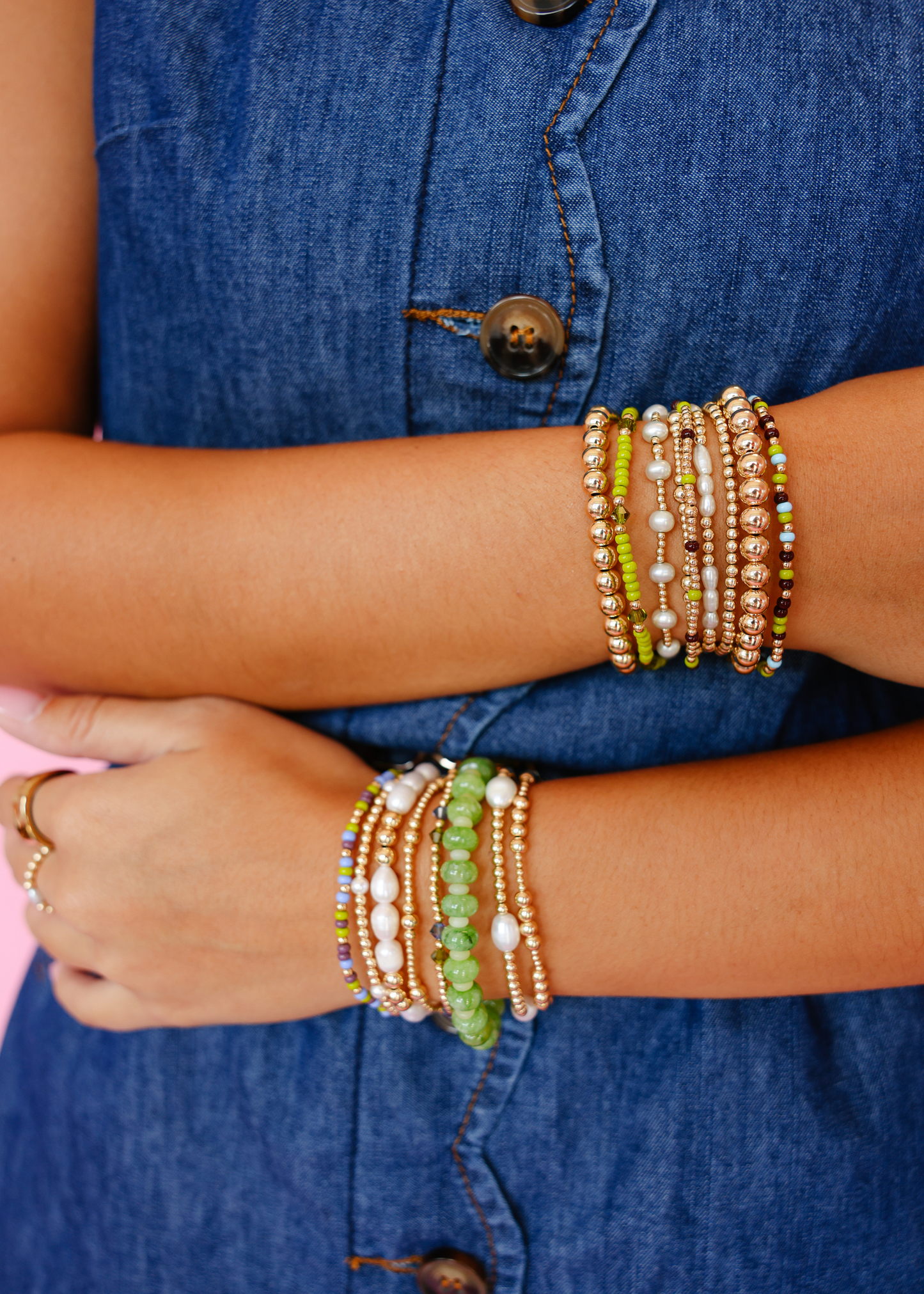 Caroline Bracelet in Green: Standard 6.75 inch