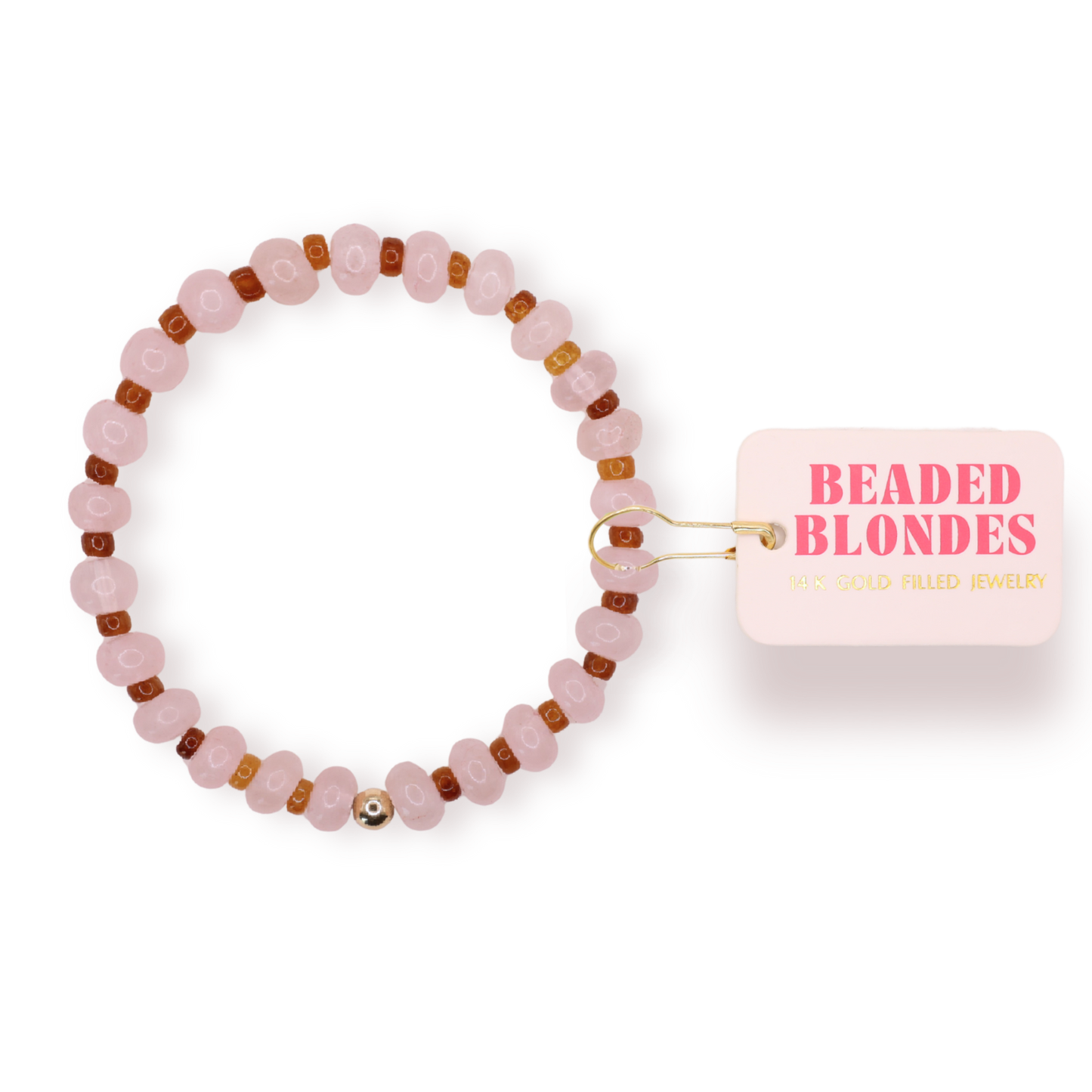 Caroline Bracelet in Pink and Brown: Standard 6.75 inch