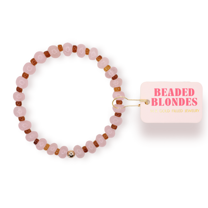 Caroline Bracelet in Pink and Brown: Standard 6.75 inch