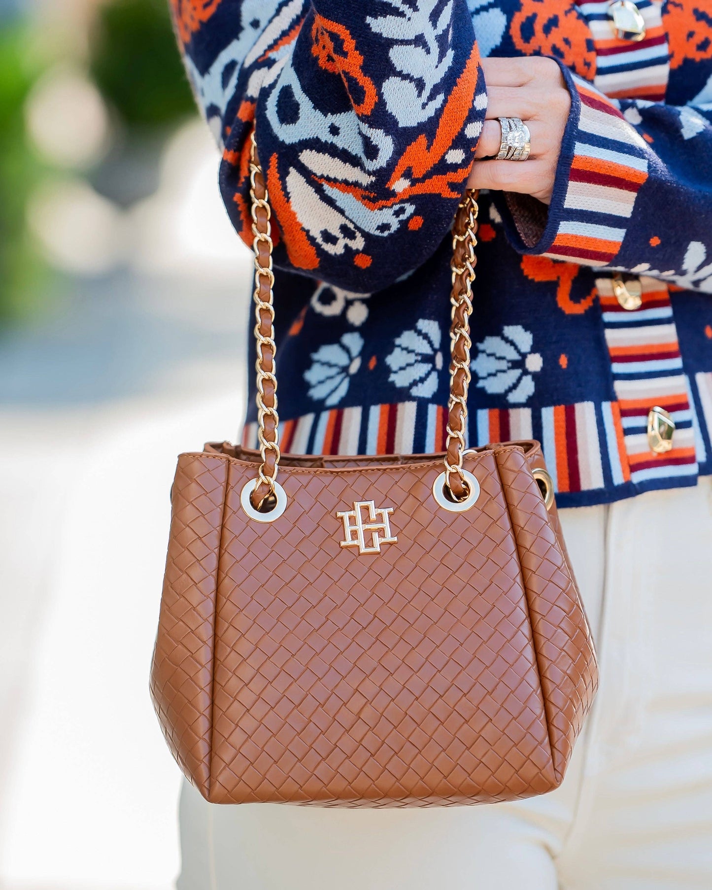 CH Lainey Mini Tote Woven Saddle