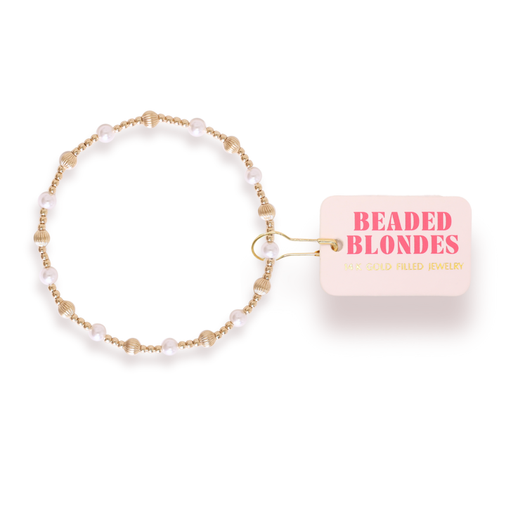 Palmer Fluted Bracelet in Pearl: Standard 6.75 Inch