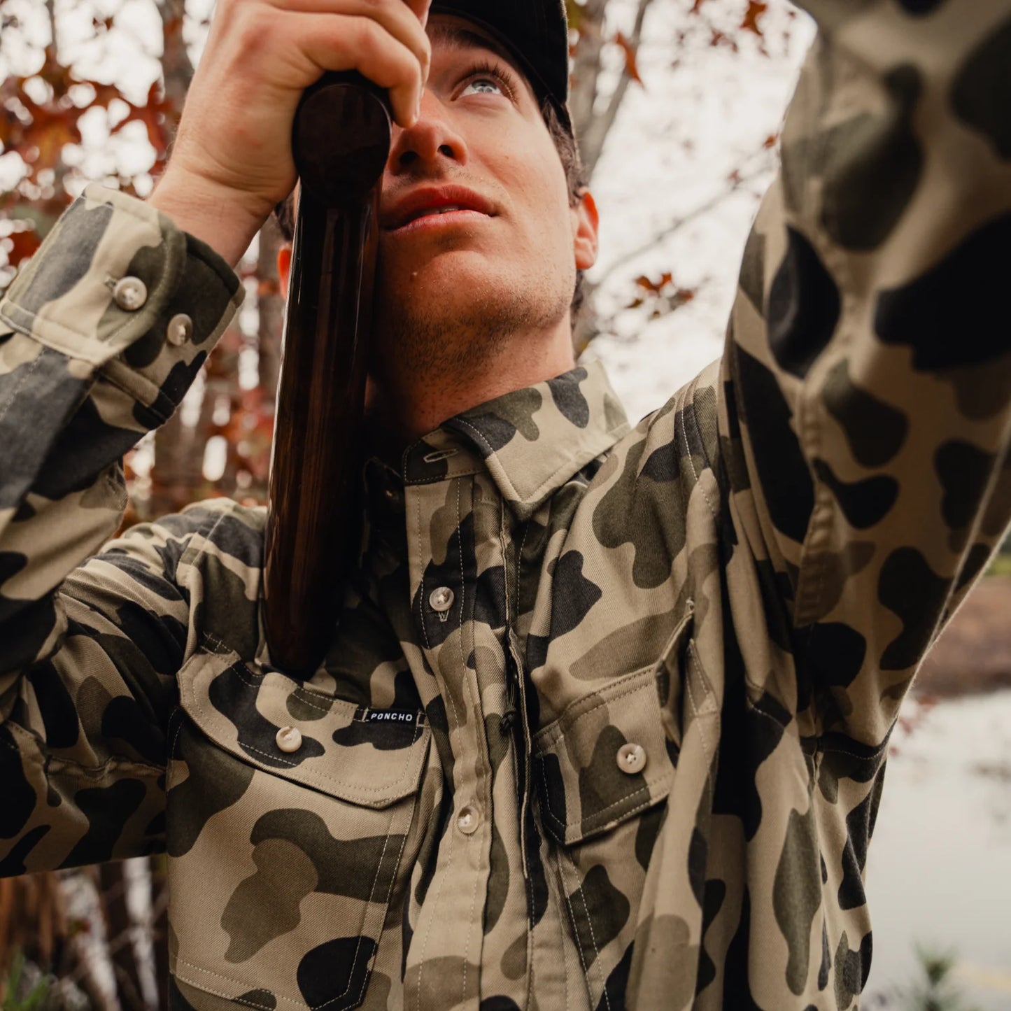 Poncho Men’s “The Duck Blind Muck” Regular Performance Flannel - Dark Duck Camo