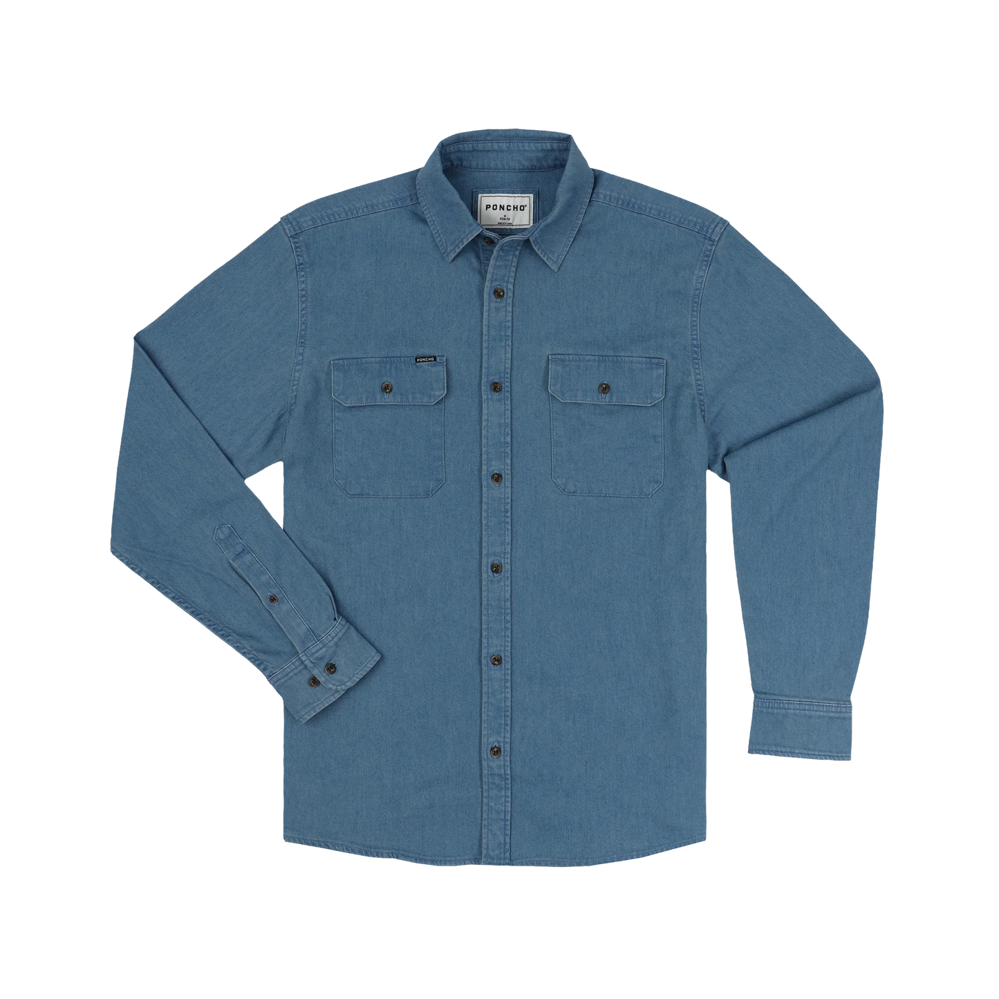 Poncho Men’s “The Franklin” Denim Slim Shirt - Medium Wash
