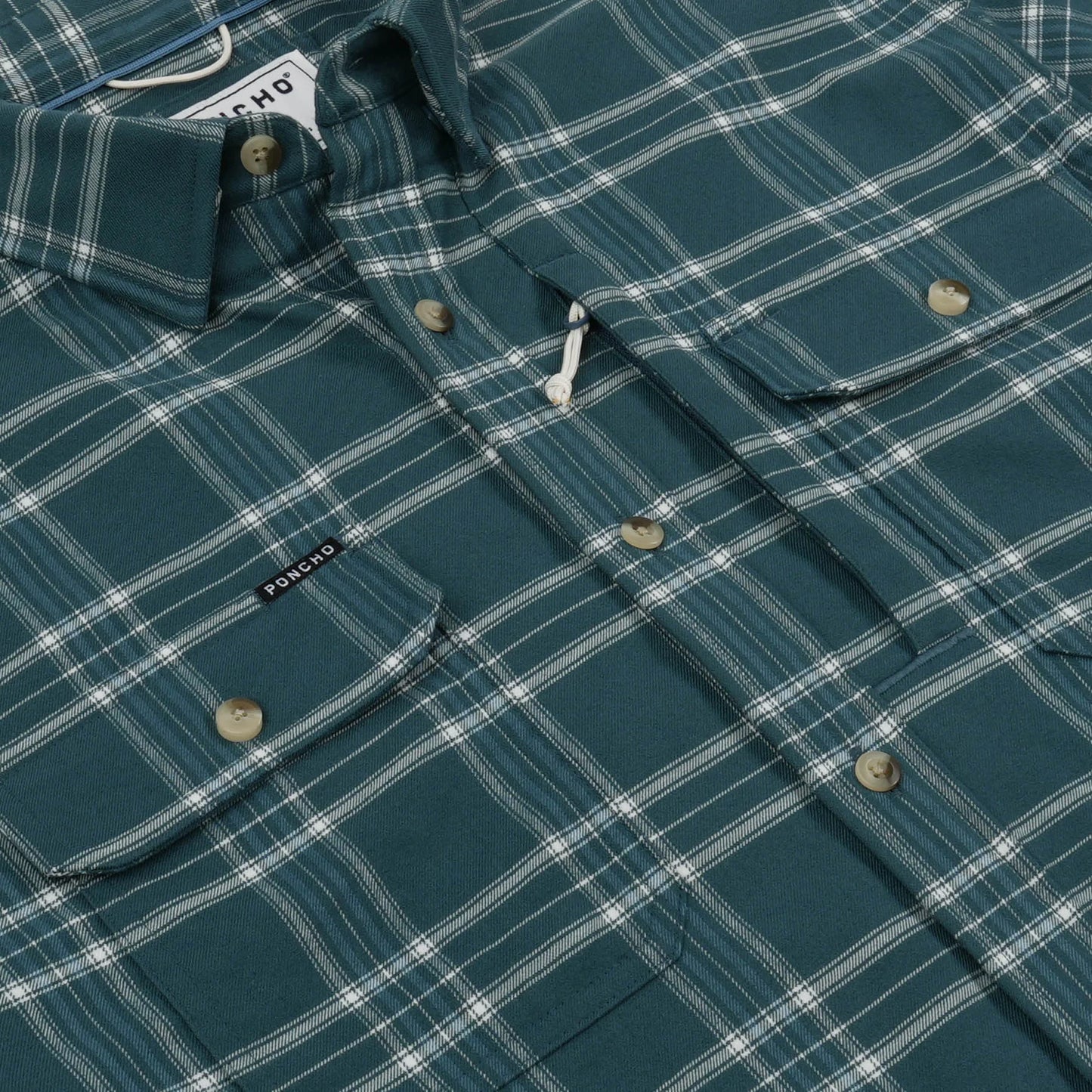 Poncho Men’s “The Codfather” Regular Performance Flannel - Teal Blue Plaid