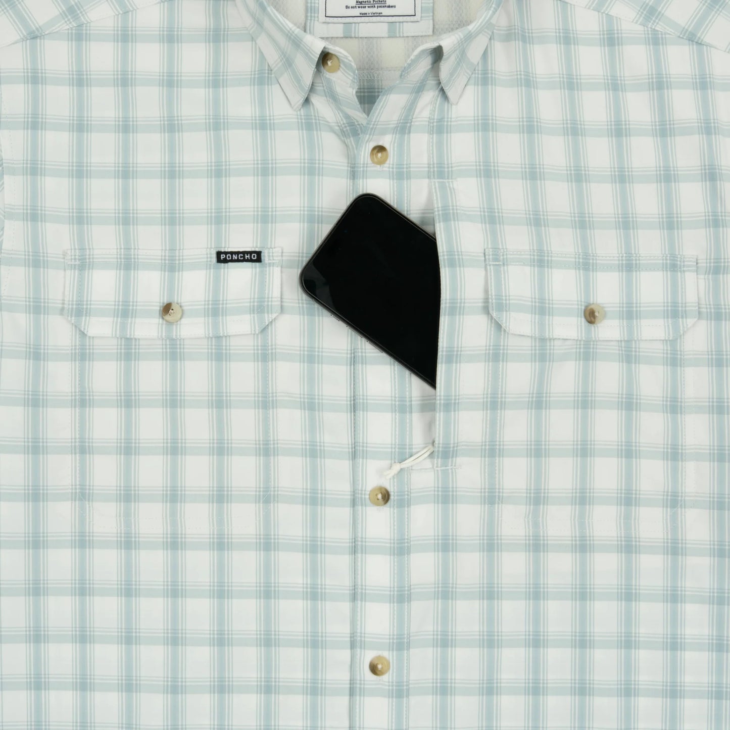Poncho Men’s “The 12 Weight” Slim L/S Shirt - Grey & Dusty Green Plaid