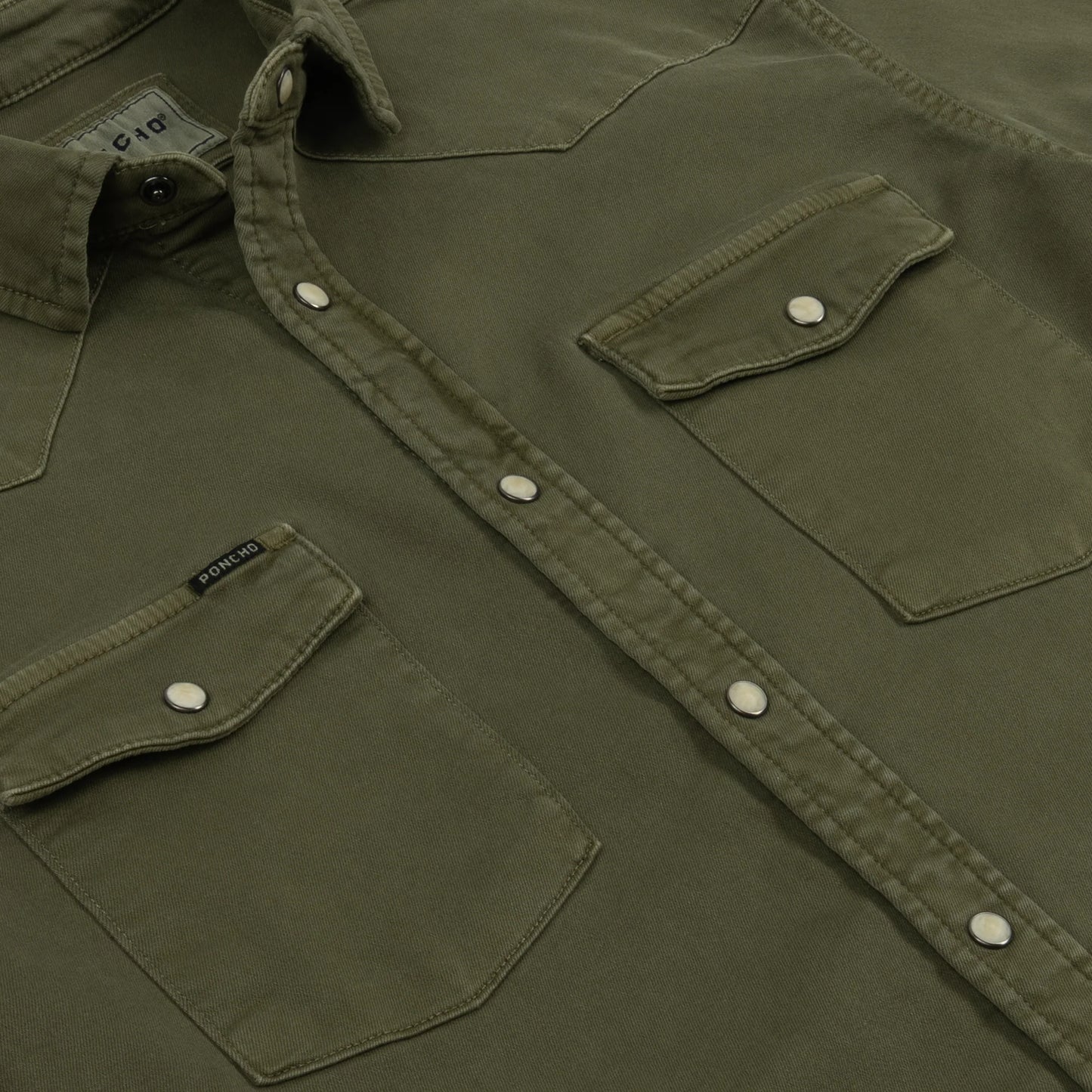 Poncho Men’s “The Hidalgo” Denim Regular Shirt - Faded Green