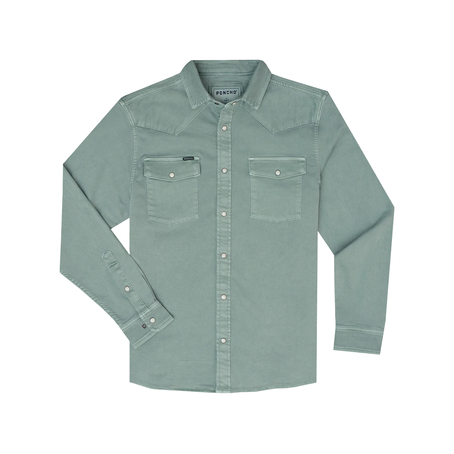 Poncho Men’s “The Ventura” Denim Regular Shirt - Sage Brush