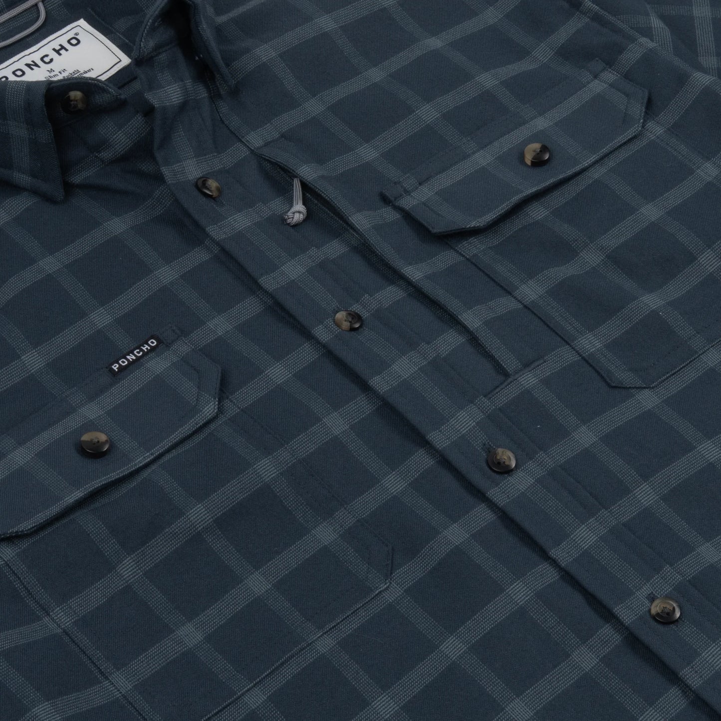 Poncho Men’s “The Doryman” Regular Performance Flannel - Dark Blue Slate Plaid