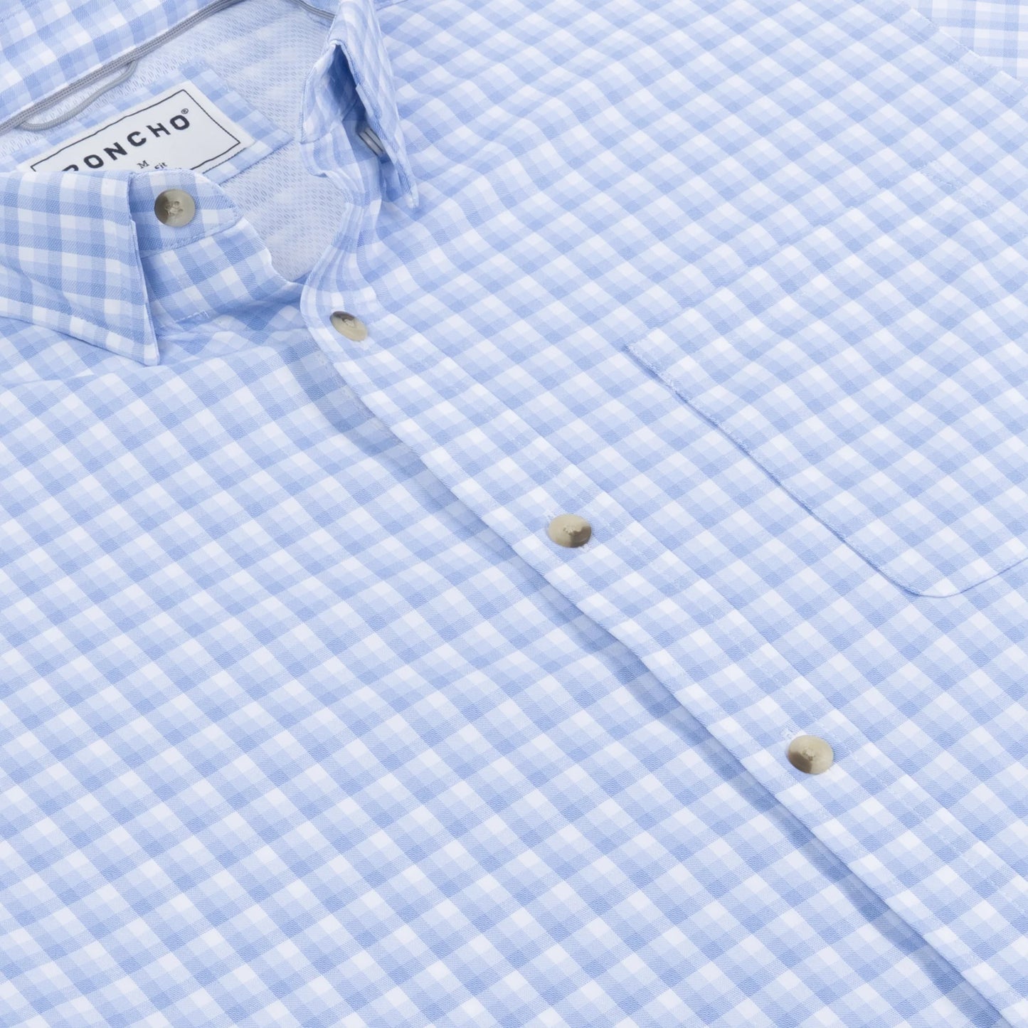Poncho Men’s “The Kingfish” Slim L/S Shirt - Blue & White Plaid