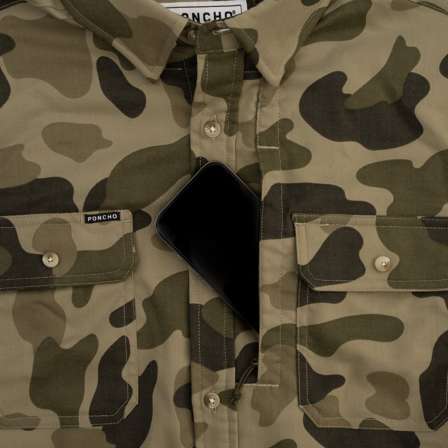 Poncho Men’s “The Duck Blind Muck” Regular Performance Flannel - Dark Duck Camo