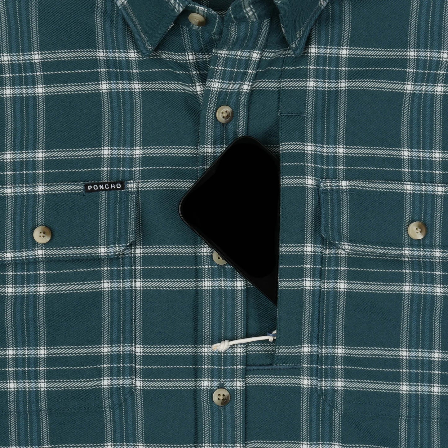 Poncho Men’s “The Codfather” Regular Performance Flannel - Teal Blue Plaid