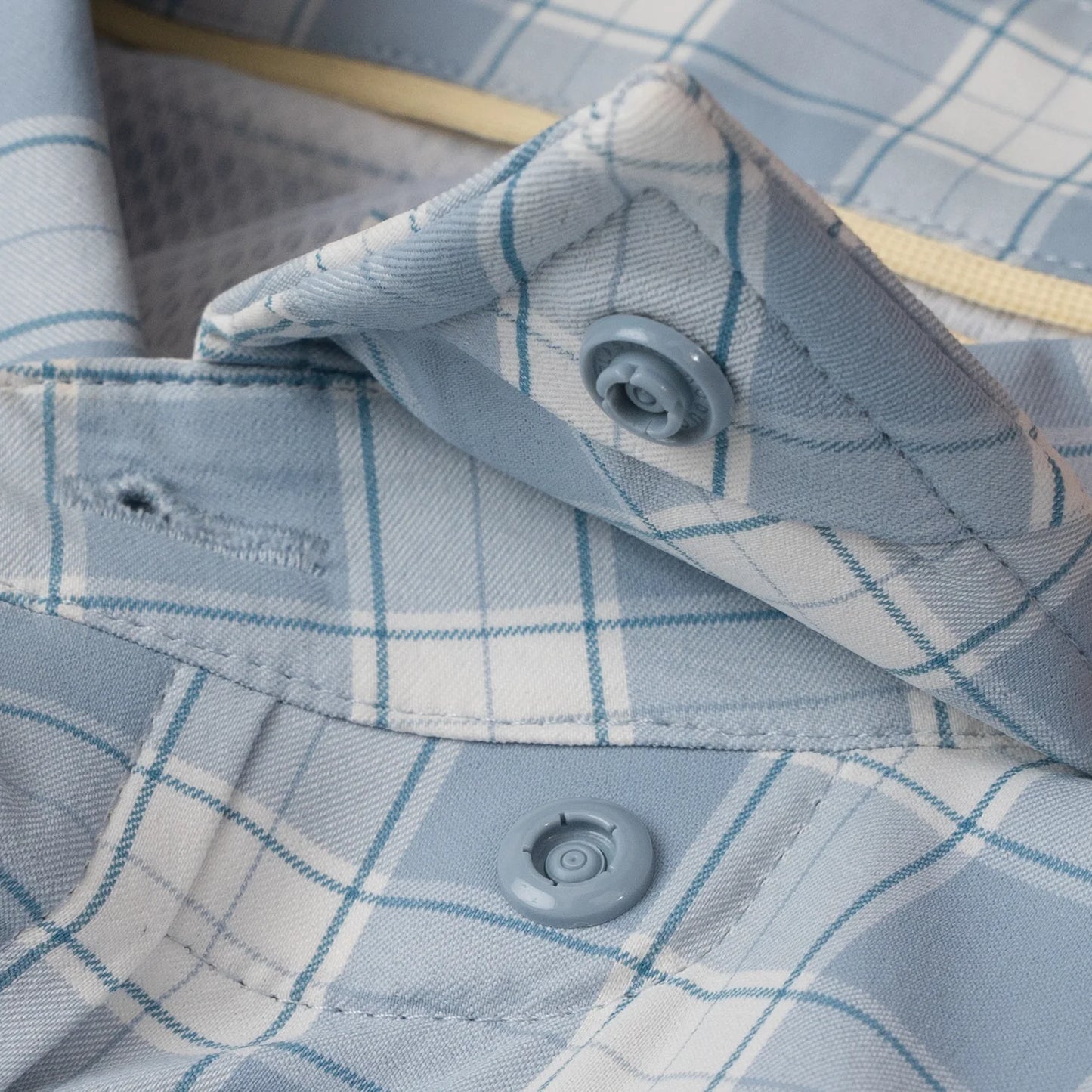 Poncho Men’s “The Lido Key” Regular L/S Shirt - Washed Blue & Grey Plaid