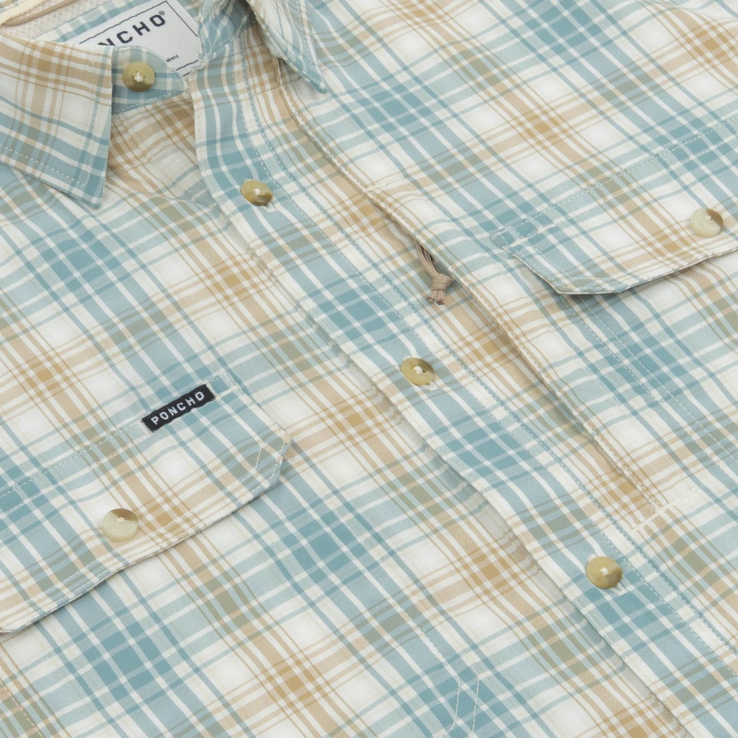 Poncho Men’s “The Nervous Water” Regular L/S Shirt - Brown & Green Plaid