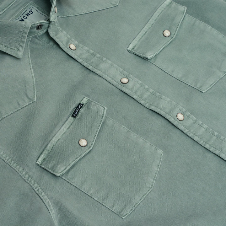 Poncho Men’s “The Ventura” Denim Regular Shirt - Sage Brush