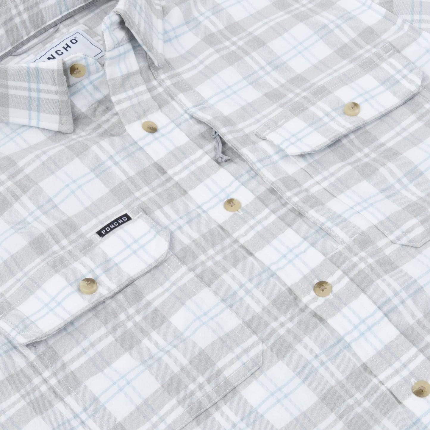 Poncho Men’s “The Snowcat” Slim Performance Flannel - White Plaid