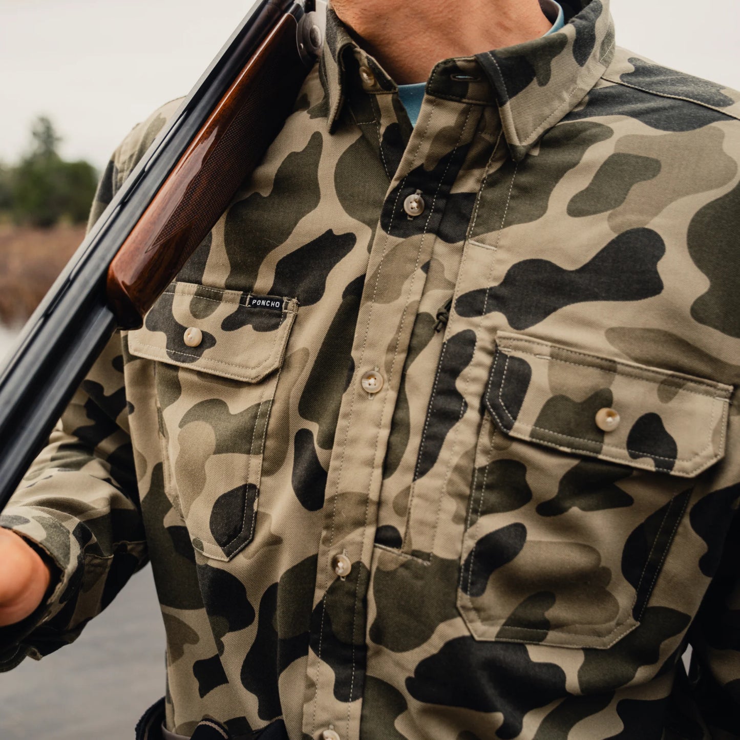 Poncho Men’s “The Duck Blind Muck” Regular Performance Flannel - Dark Duck Camo