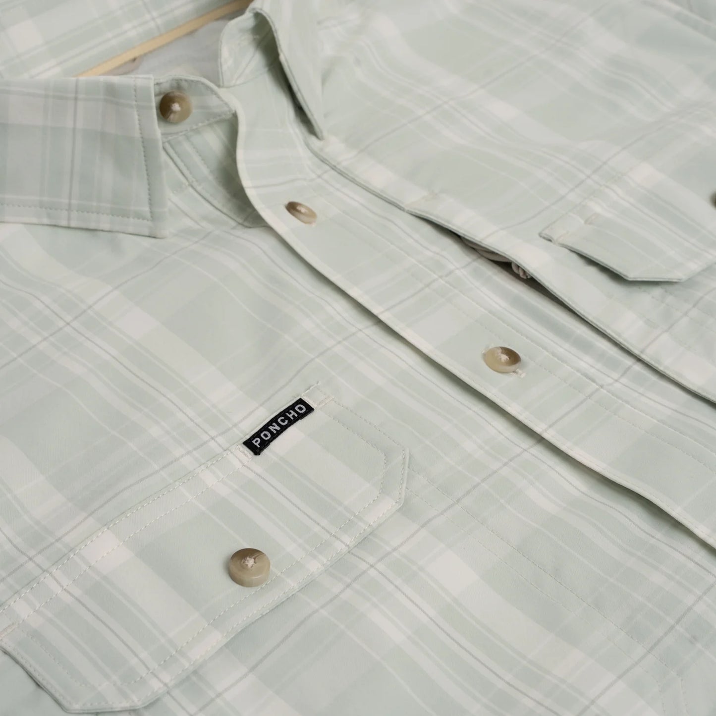 Poncho Men’s “The Spanish Moss” Slim L/S Shirt - Moss Green Plaid