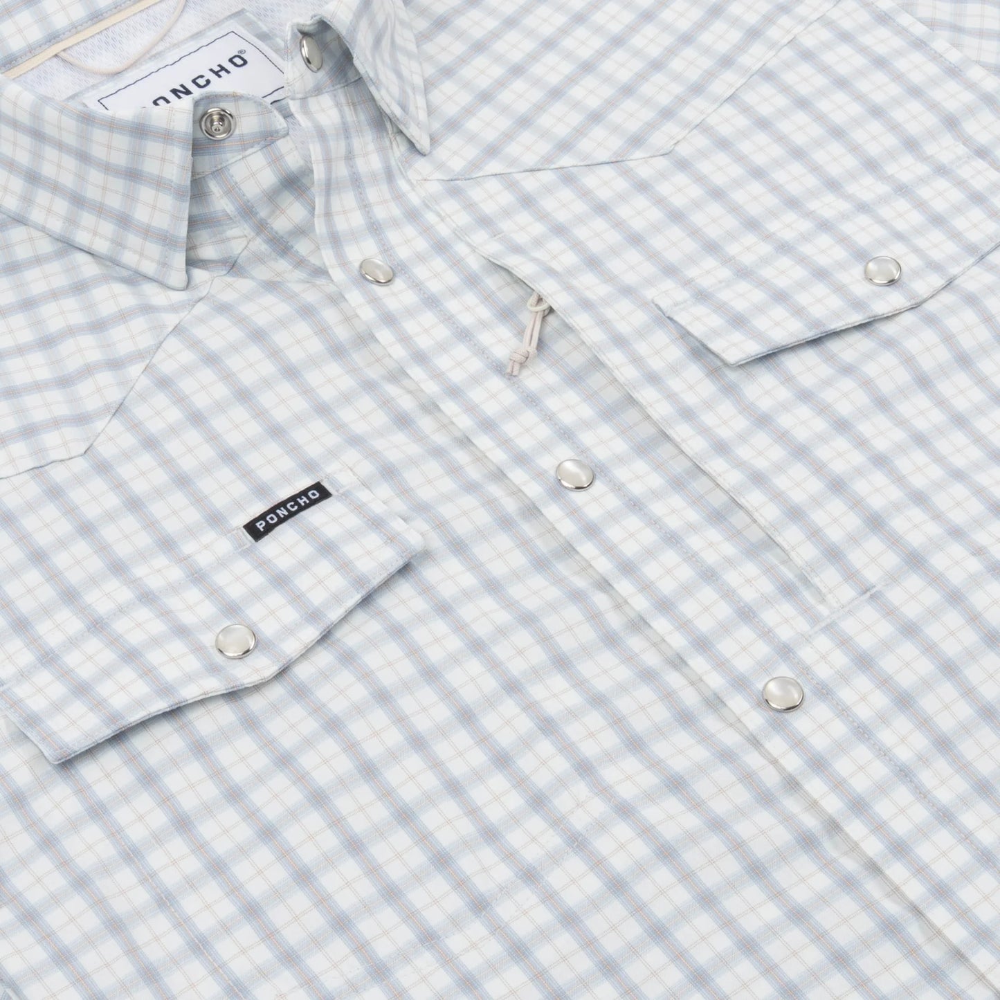 Poncho Men’s “The Soda Butte” Regular L/S Shirt - Light Blue & Red Clay Plaid