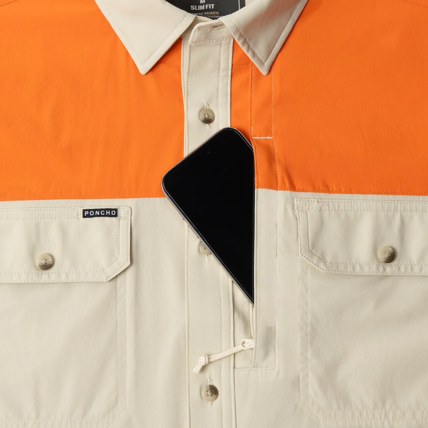 Poncho Men’s “The Hebbronville” Slim L/S Shirt - Tan with Blaze Patch