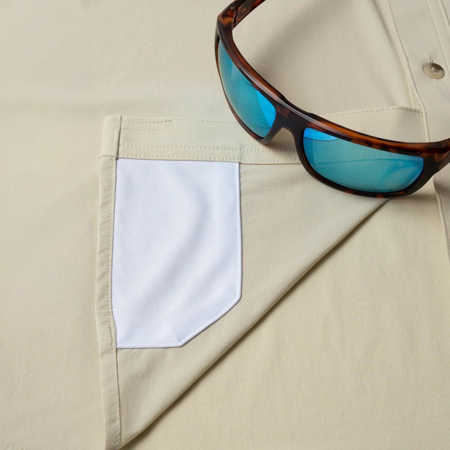 Poncho Men’s “The Hebbronville” Slim L/S Shirt - Tan with Blaze Patch