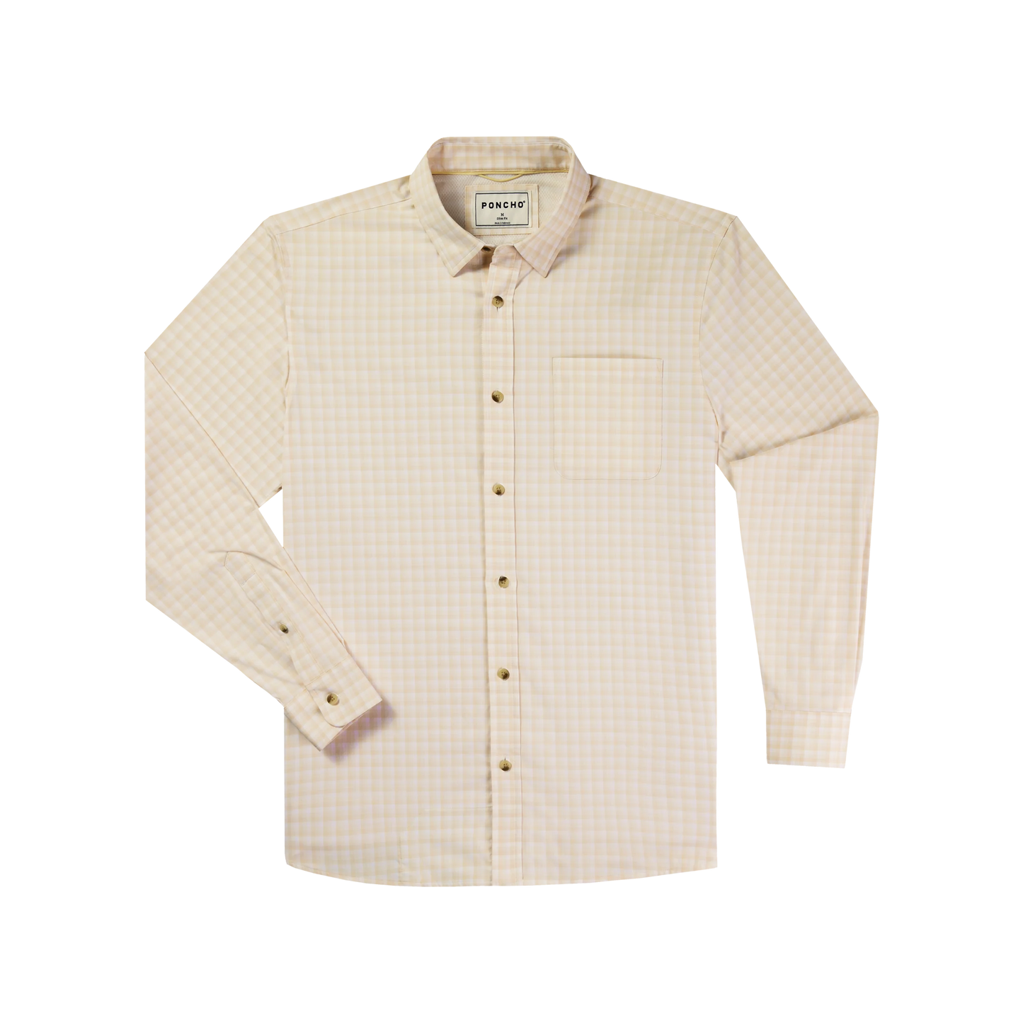 Poncho Men’s “The Baja” Regular L/S Shirt - Peach Plaid