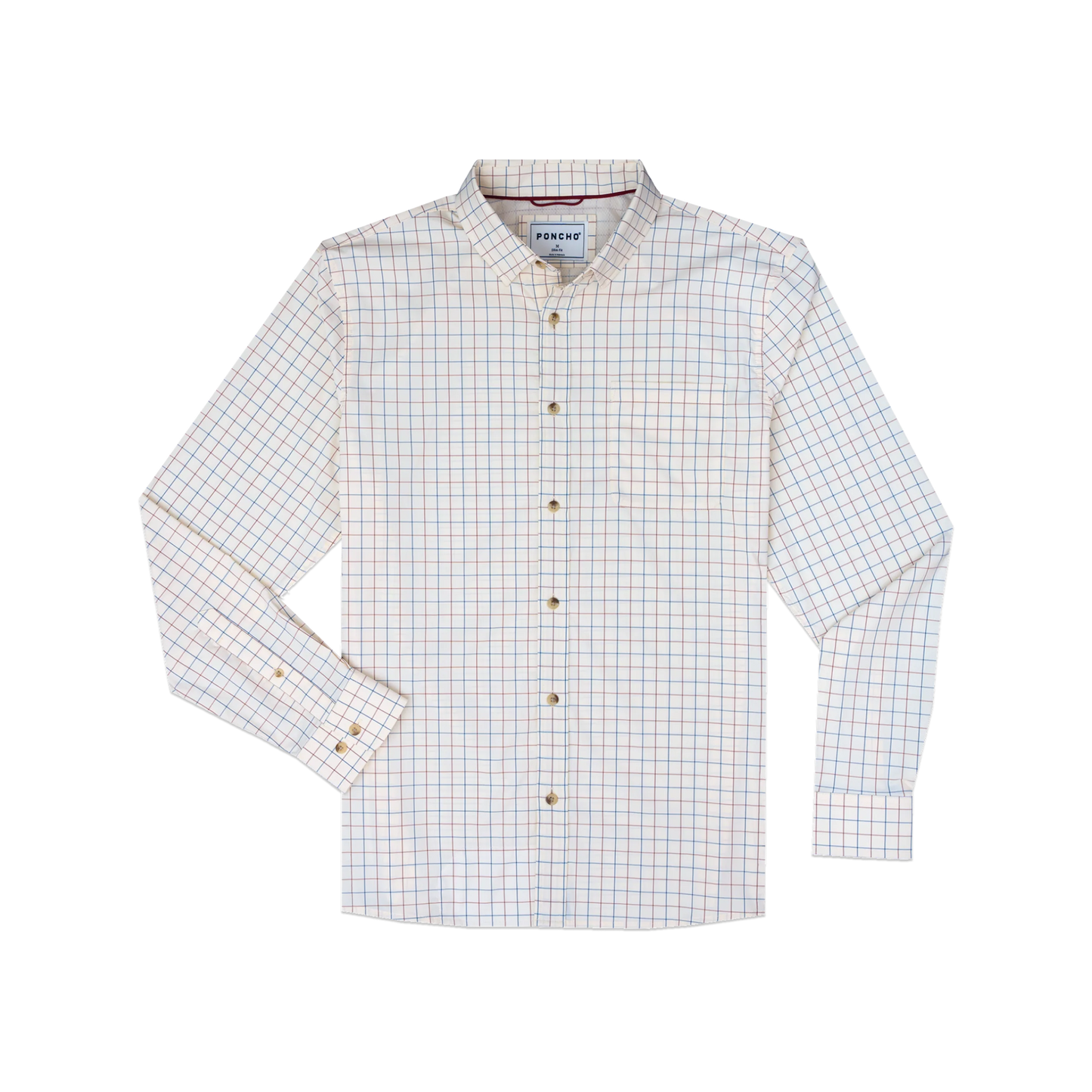 Poncho Men’s “The Fairhope” Regular L/S Shirt - Maroon & Blue Plaid