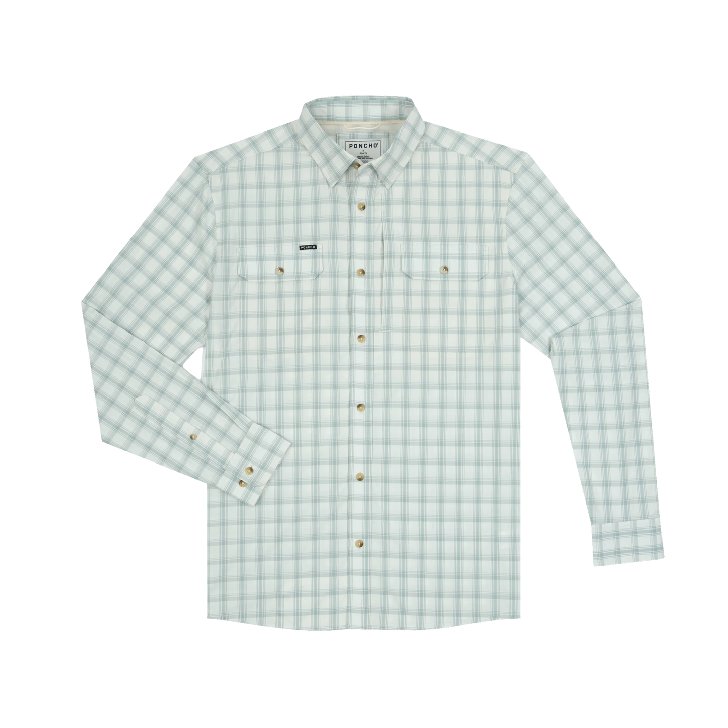 Poncho Men’s “The 12 Weight” Slim L/S Shirt - Grey & Dusty Green Plaid