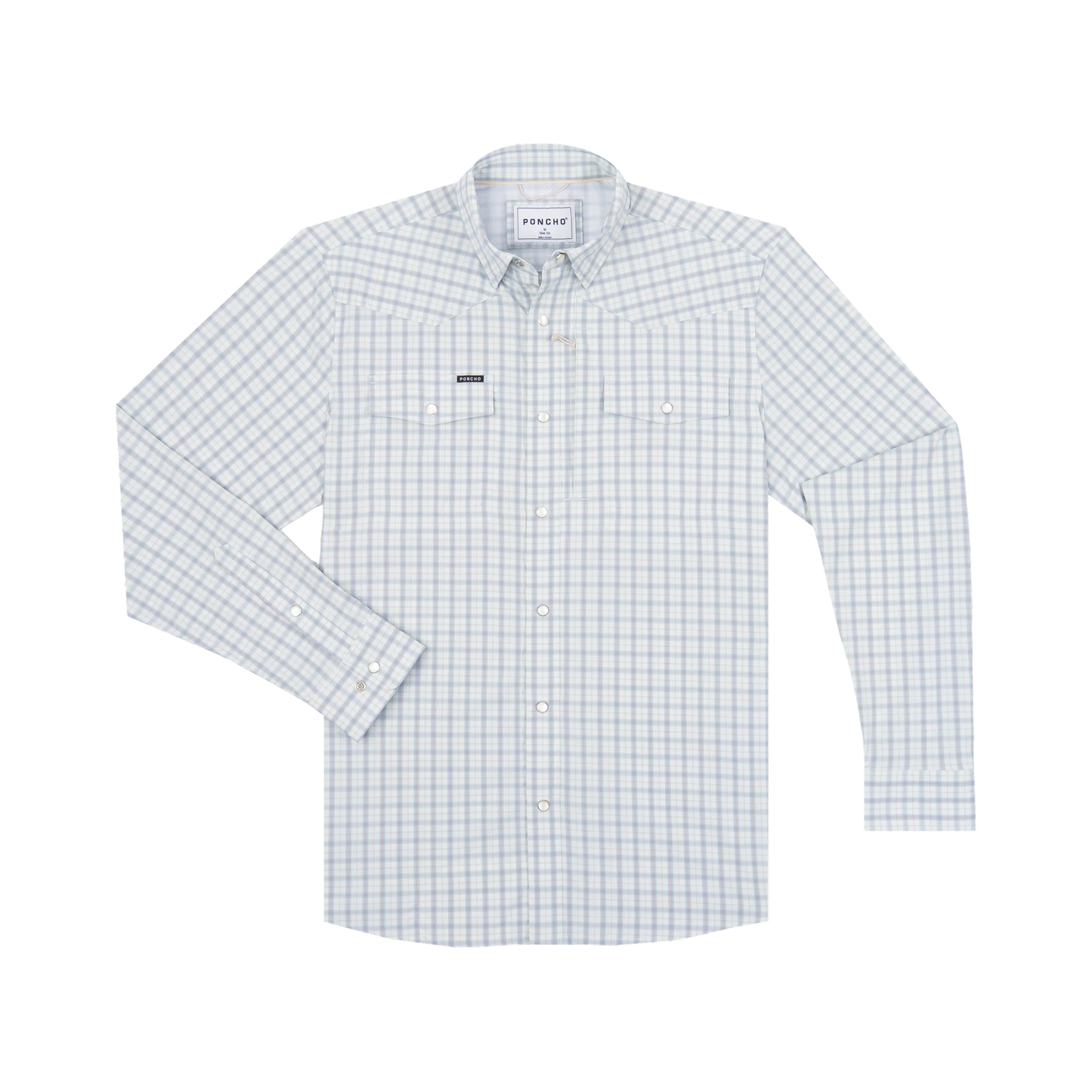 Poncho Men’s “The Soda Butte” Regular L/S Shirt - Light Blue & Red Clay Plaid