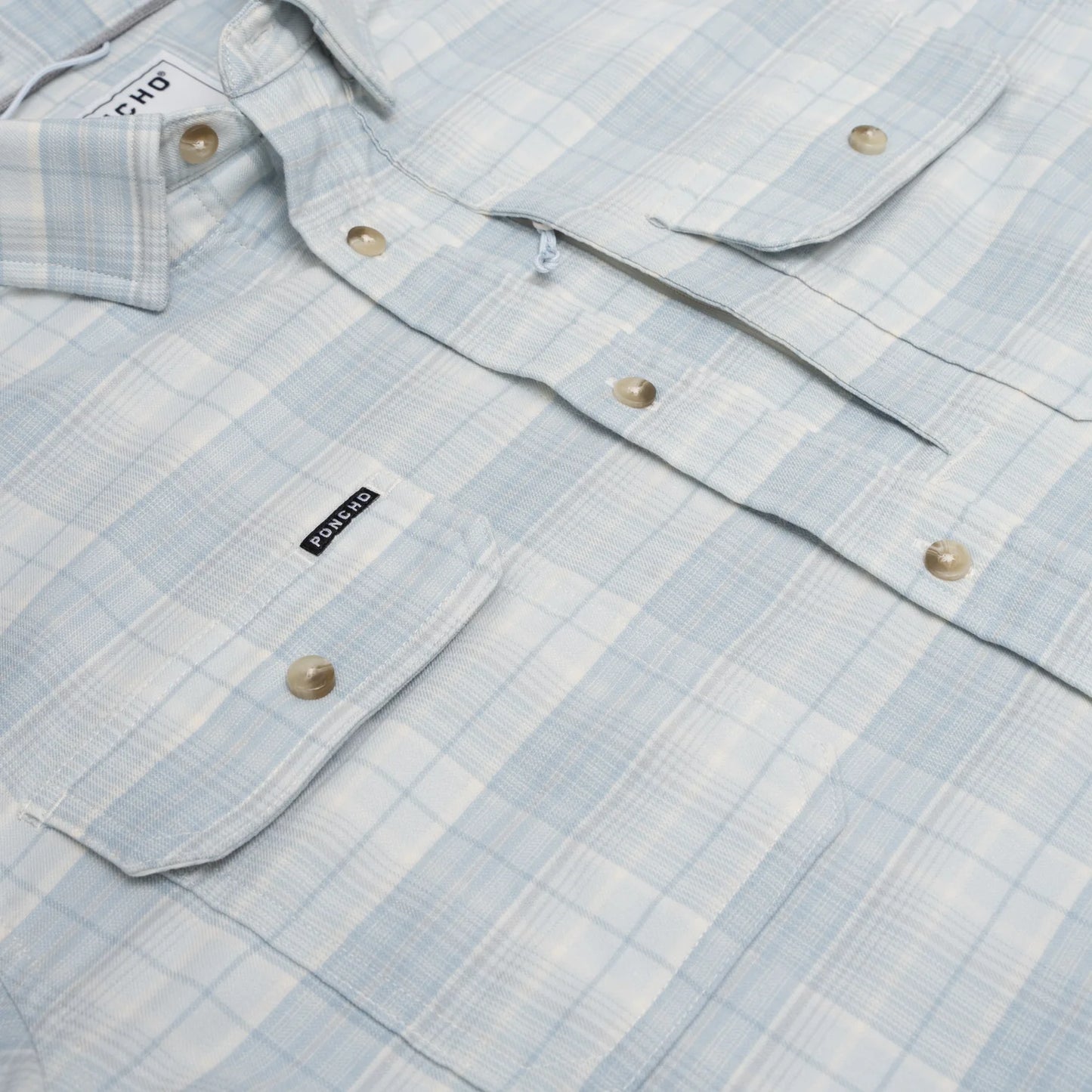 Poncho Men’s “The Hilton Head” Slim Performance Flannel - Ice Blue Plaid