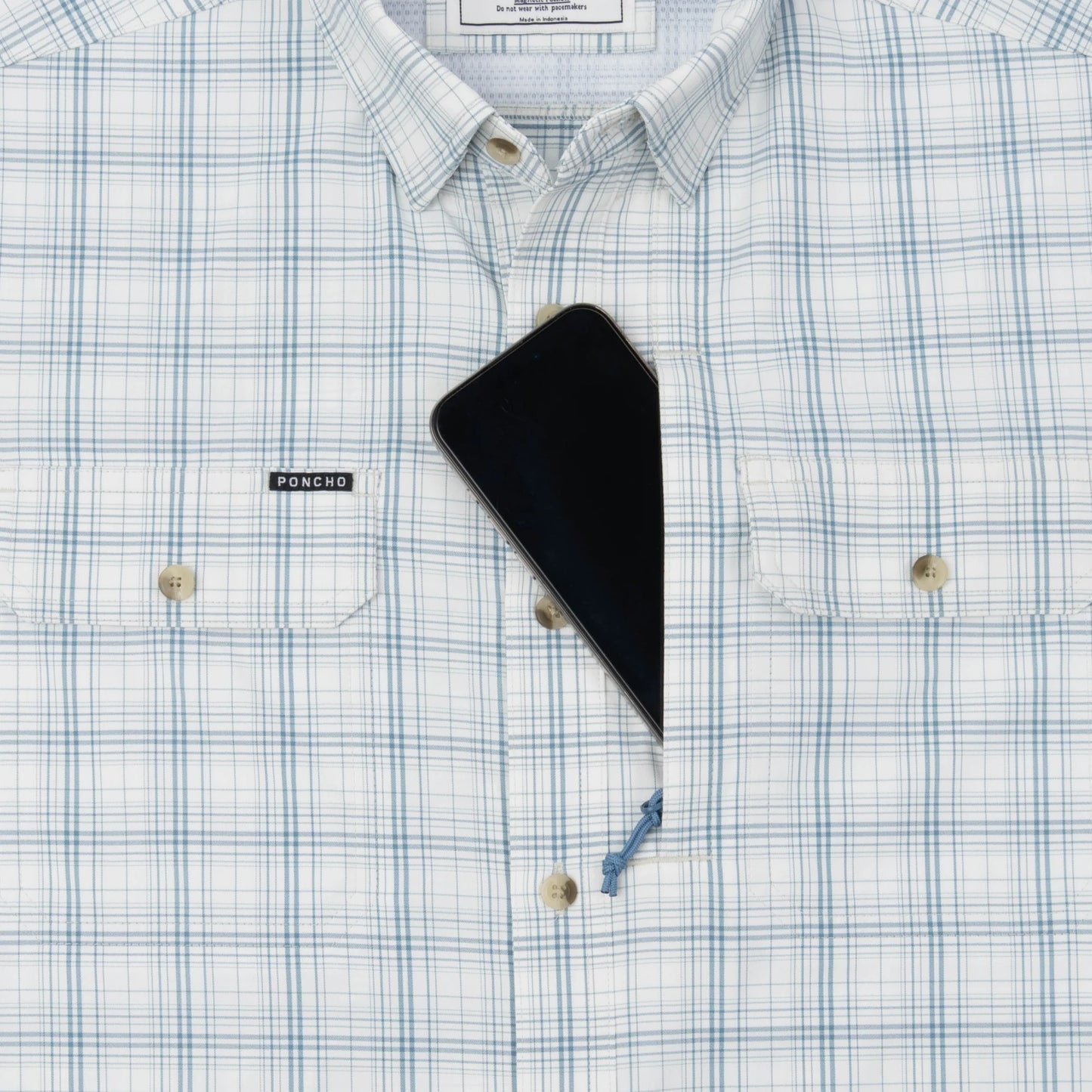 Poncho Men’s “The Silver King” Slim L/S Shirt - Slate & Silver Plaid
