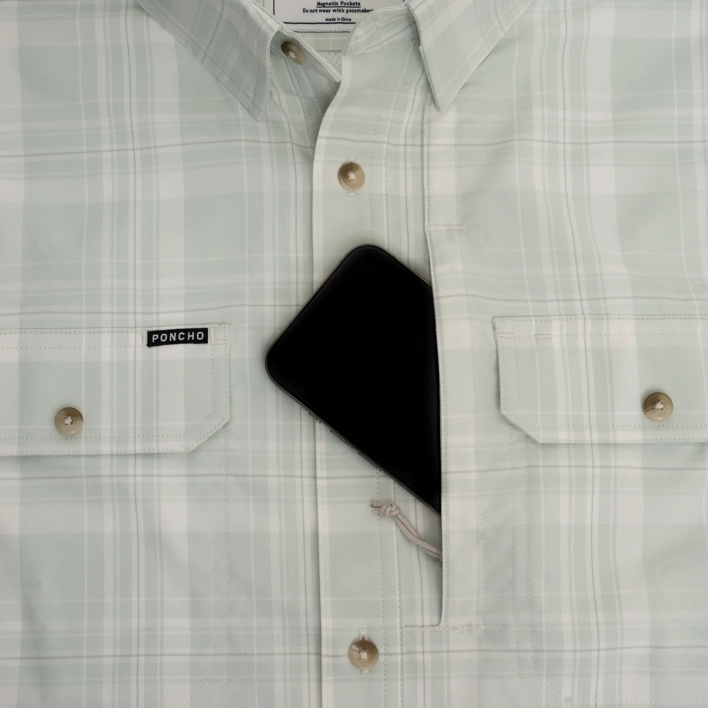 Poncho Men’s “The Spanish Moss” Slim L/S Shirt - Moss Green Plaid