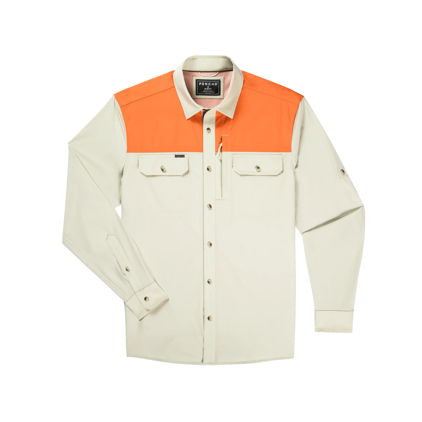 Poncho Men’s “The Hebbronville” Slim L/S Shirt - Tan with Blaze Patch