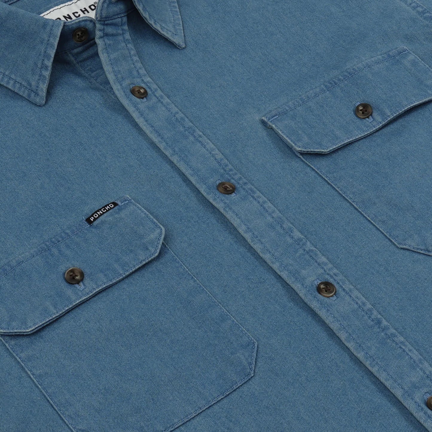 Poncho Men’s “The Franklin” Denim Slim Shirt - Medium Wash