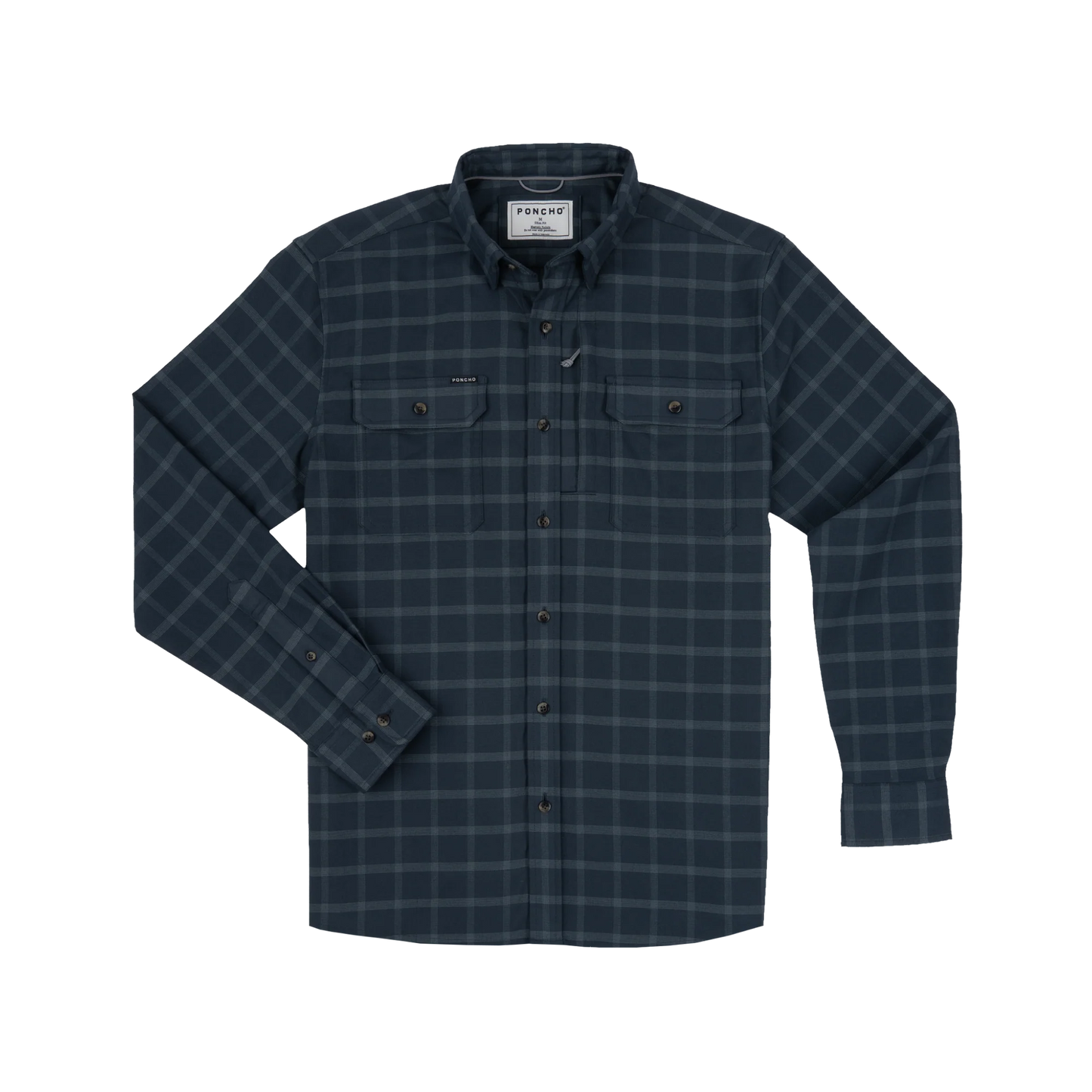 Poncho Men’s “The Doryman” Regular Performance Flannel - Dark Blue Slate Plaid