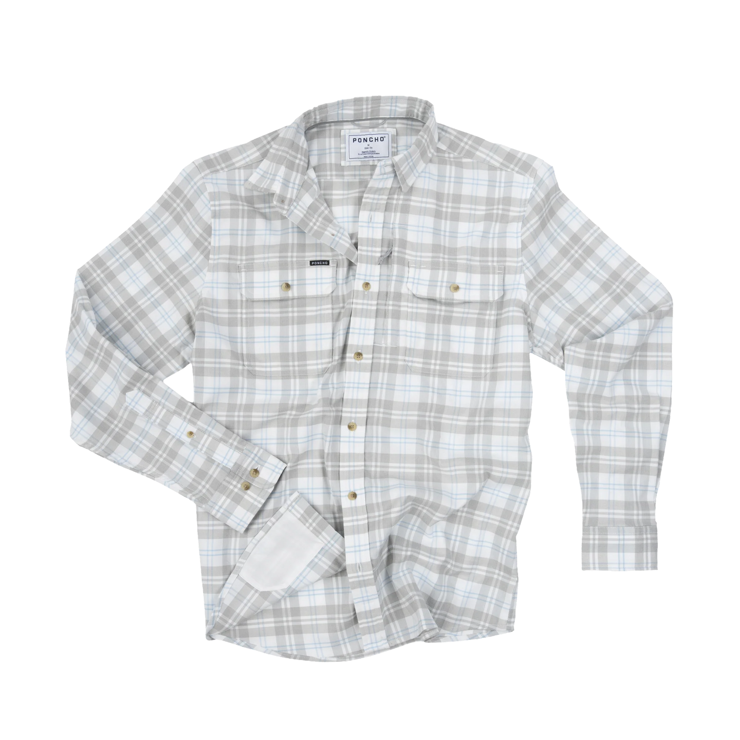 Poncho Men’s “The Snowcat” Slim Performance Flannel - White Plaid