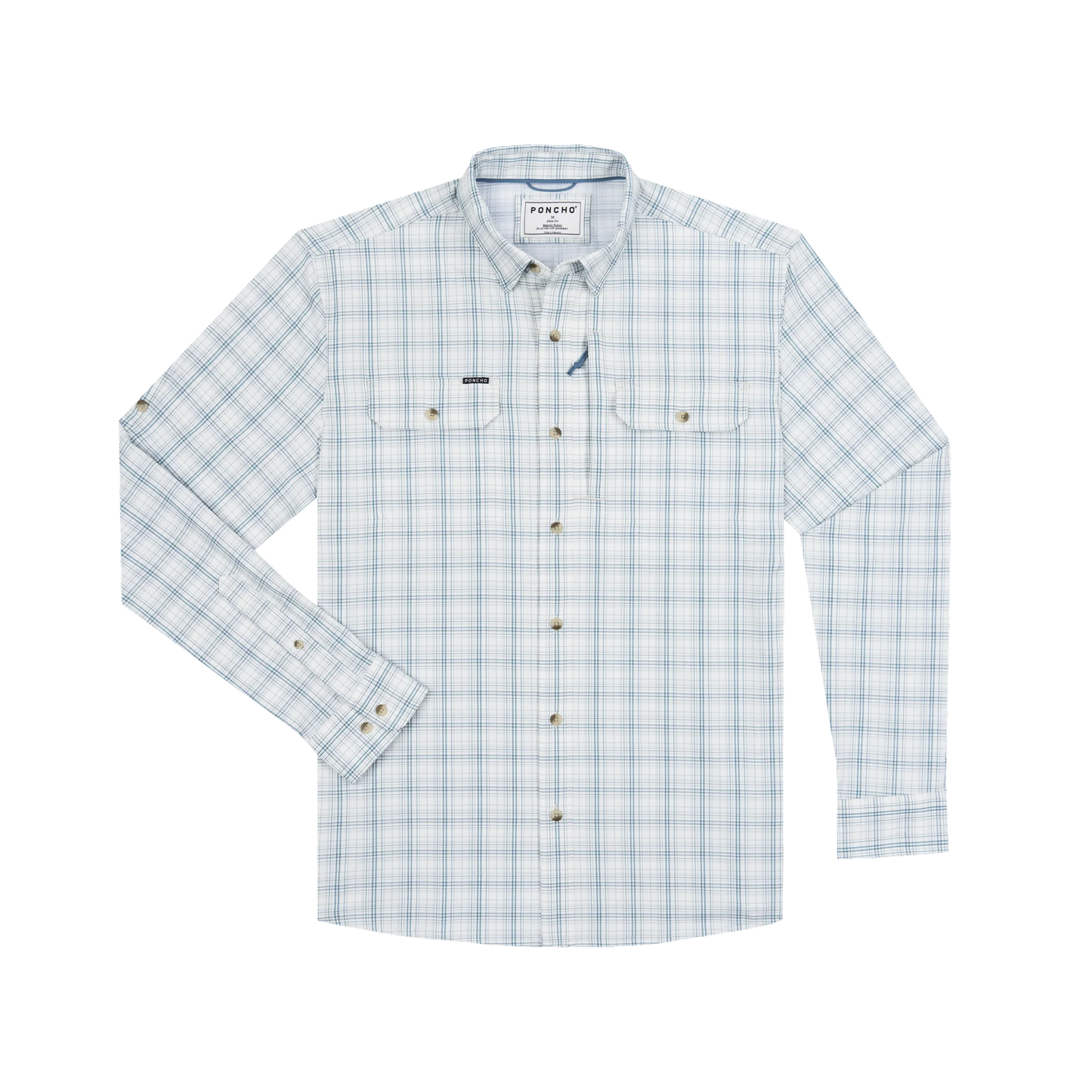 Poncho Men’s “The Silver King” Slim L/S Shirt - Slate & Silver Plaid