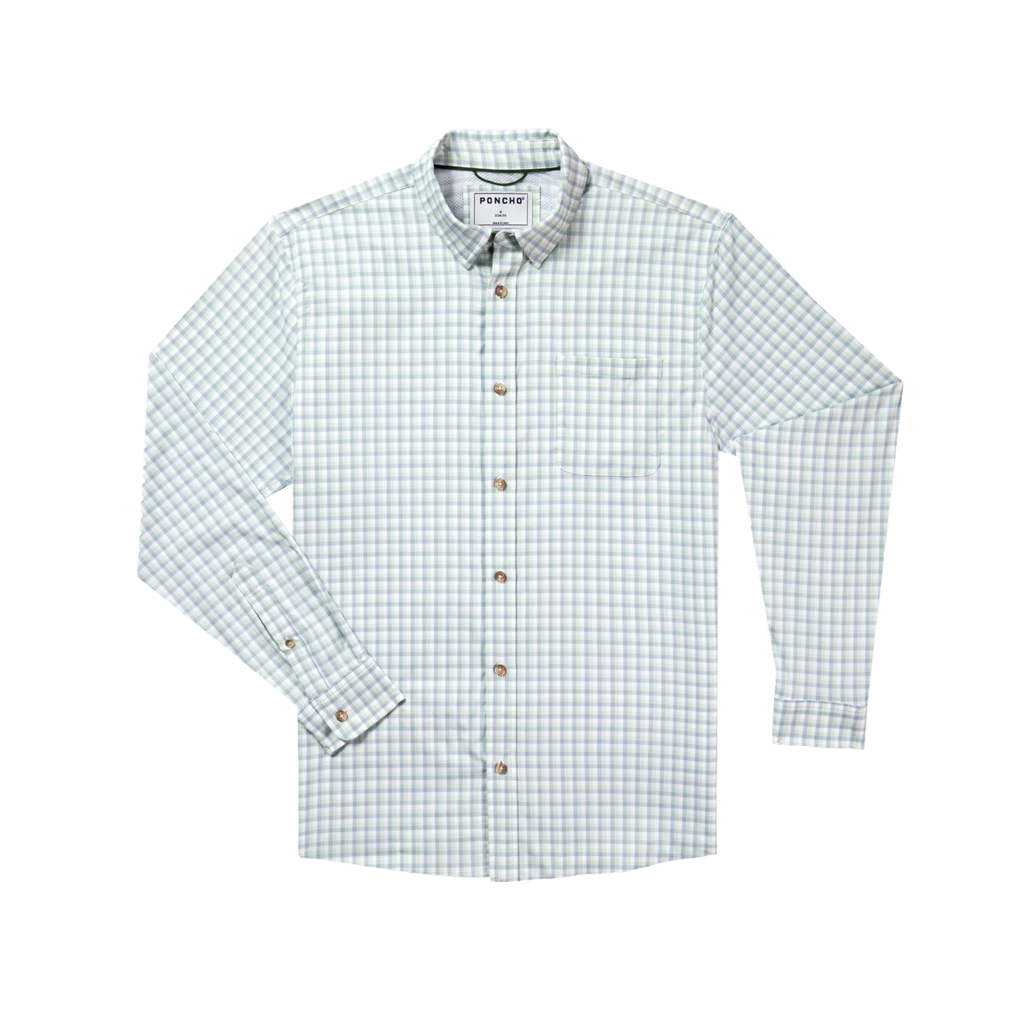 Poncho Men’s “The Skipjack” Slim L/S Shirt - Green Plaid