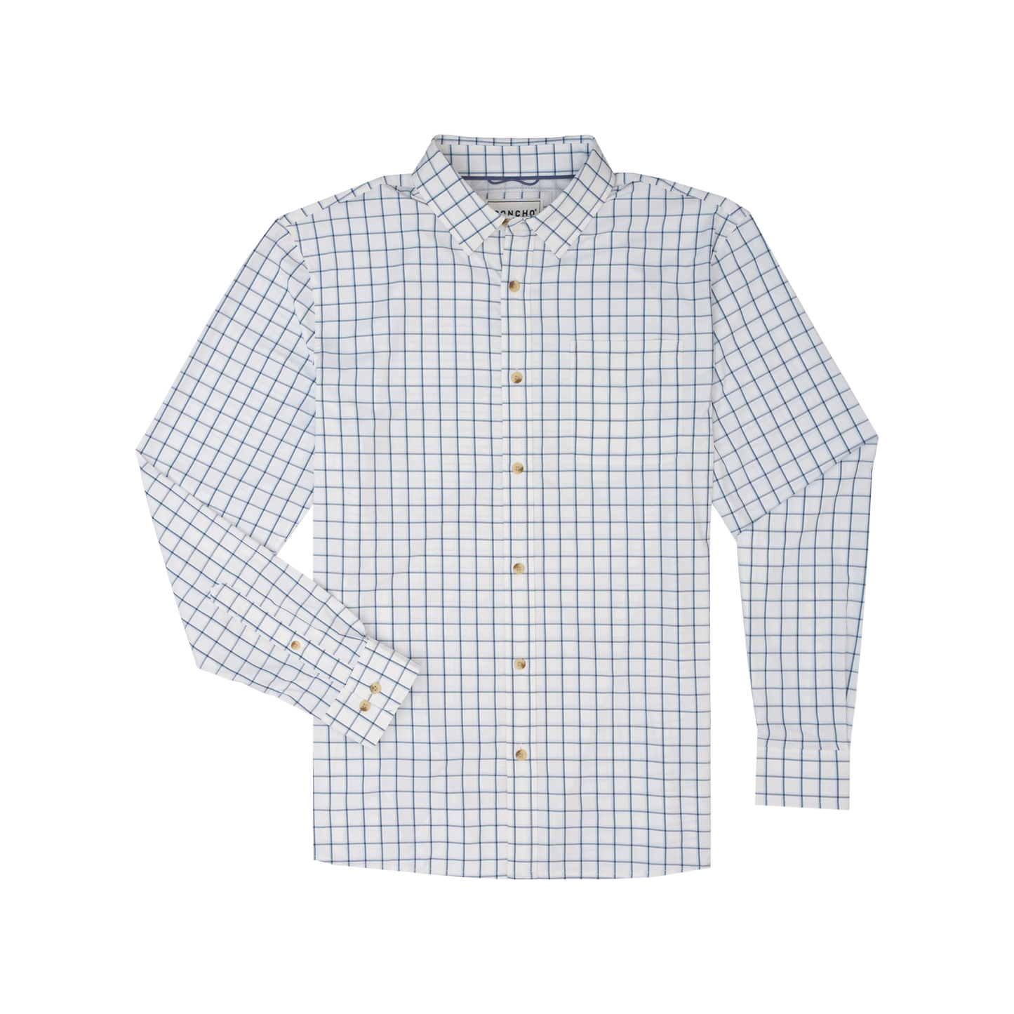 Poncho Men’s “The Abaco” Slim L/S Shirt - Double Blue Plaid