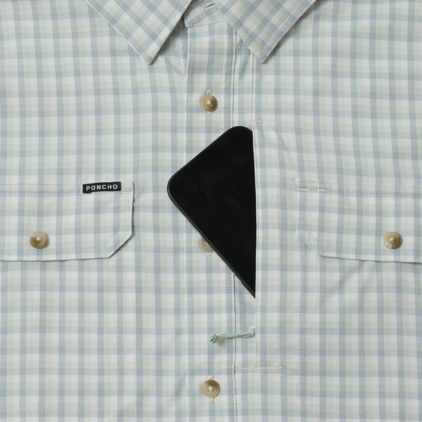 Poncho Men’s “The Amberjack” Regular L/S Shirt - Green Plaid