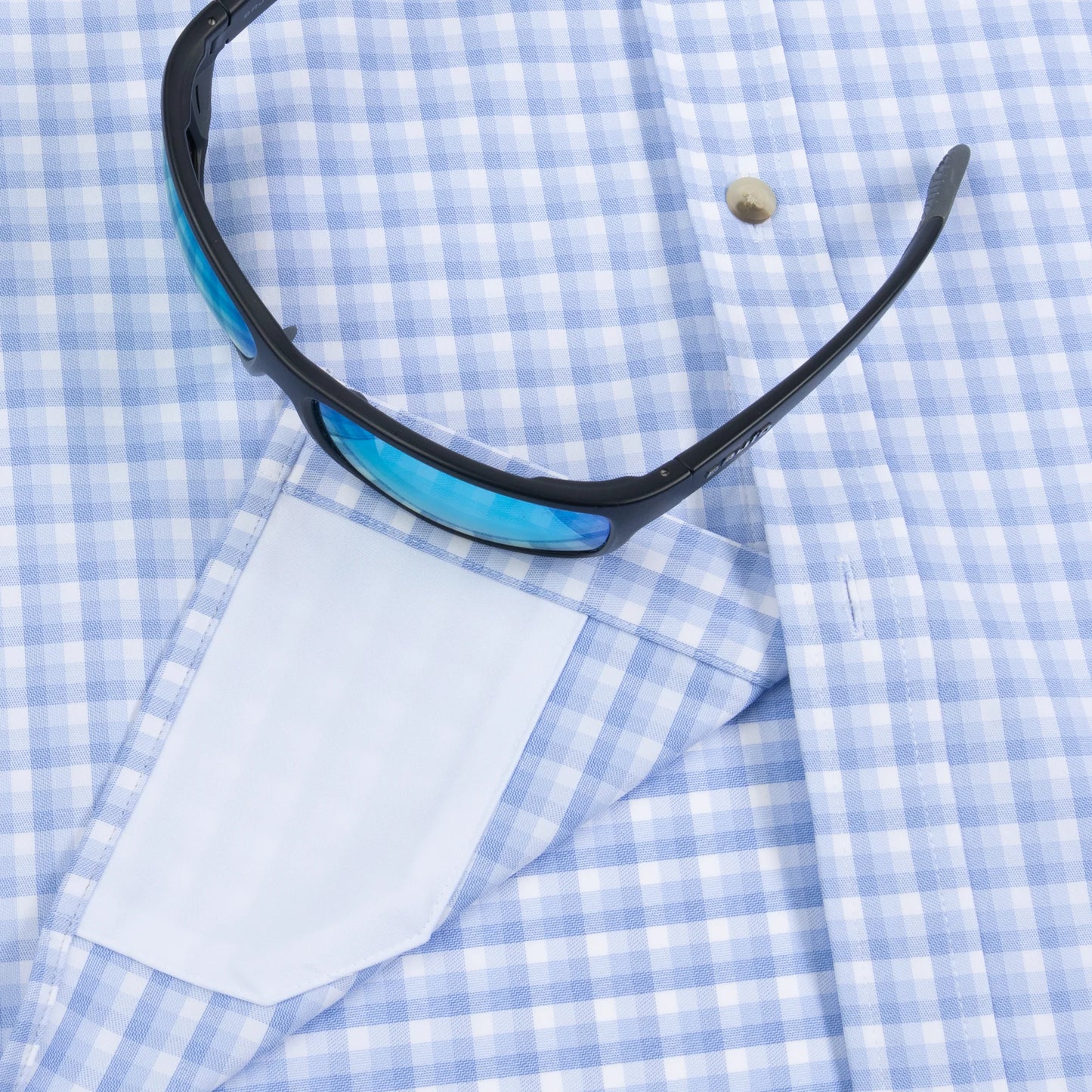 Poncho Men’s “The Kingfish” Slim L/S Shirt - Blue & White Plaid