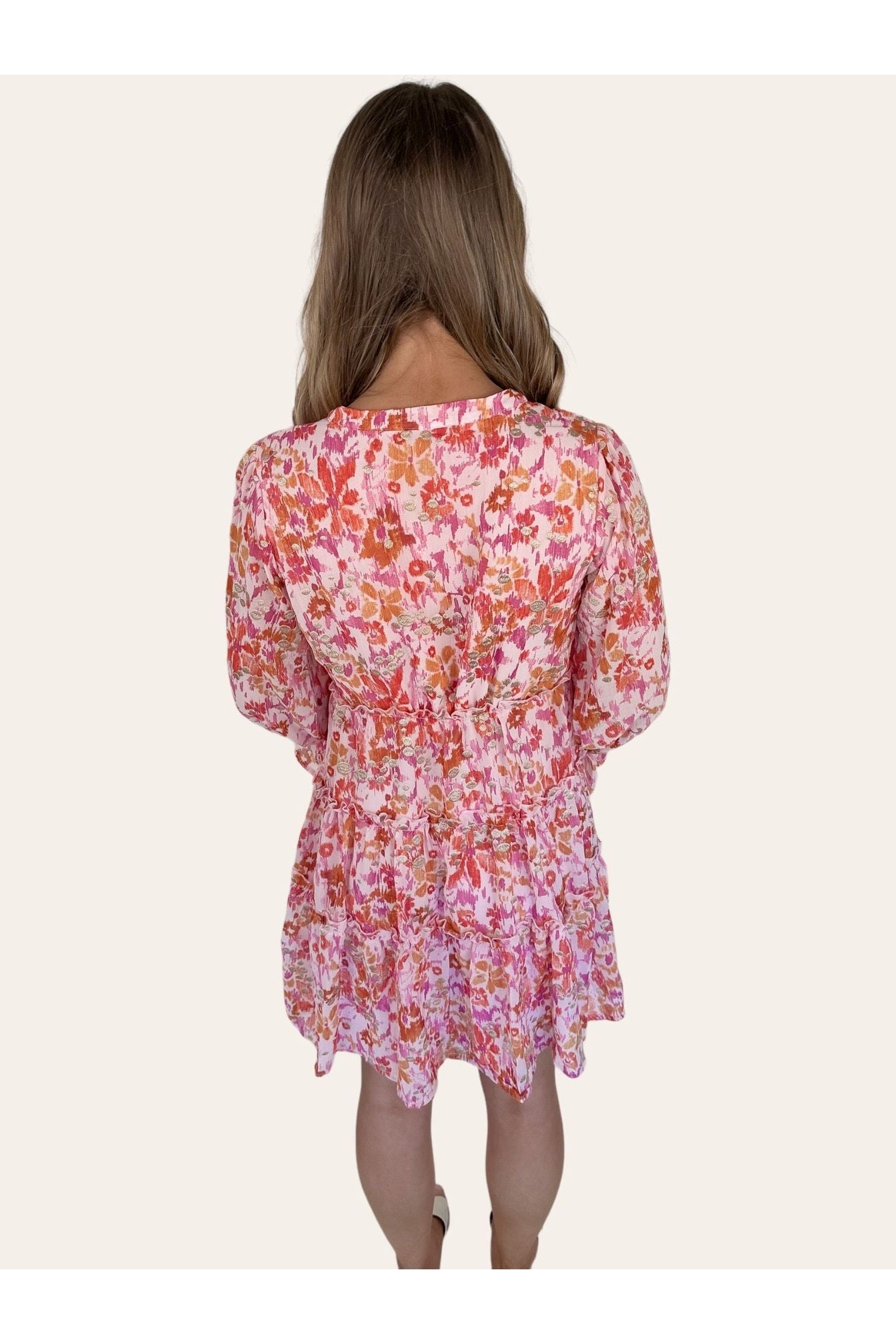 Floral Abstract Metallic Dress
