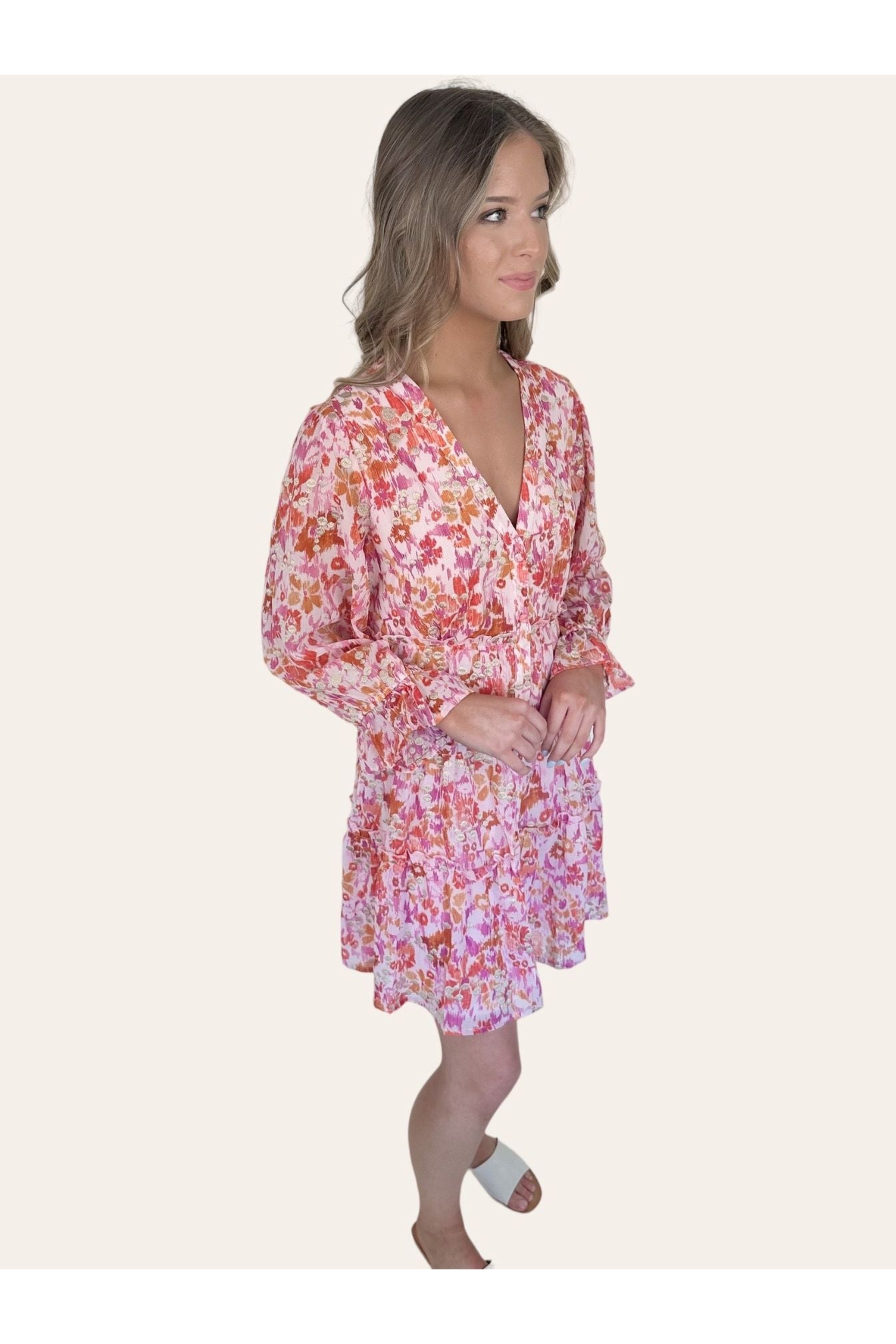 Floral Abstract Metallic Dress