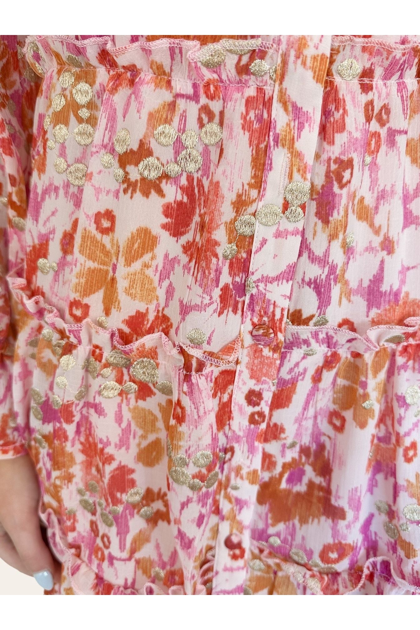 Floral Abstract Metallic Dress